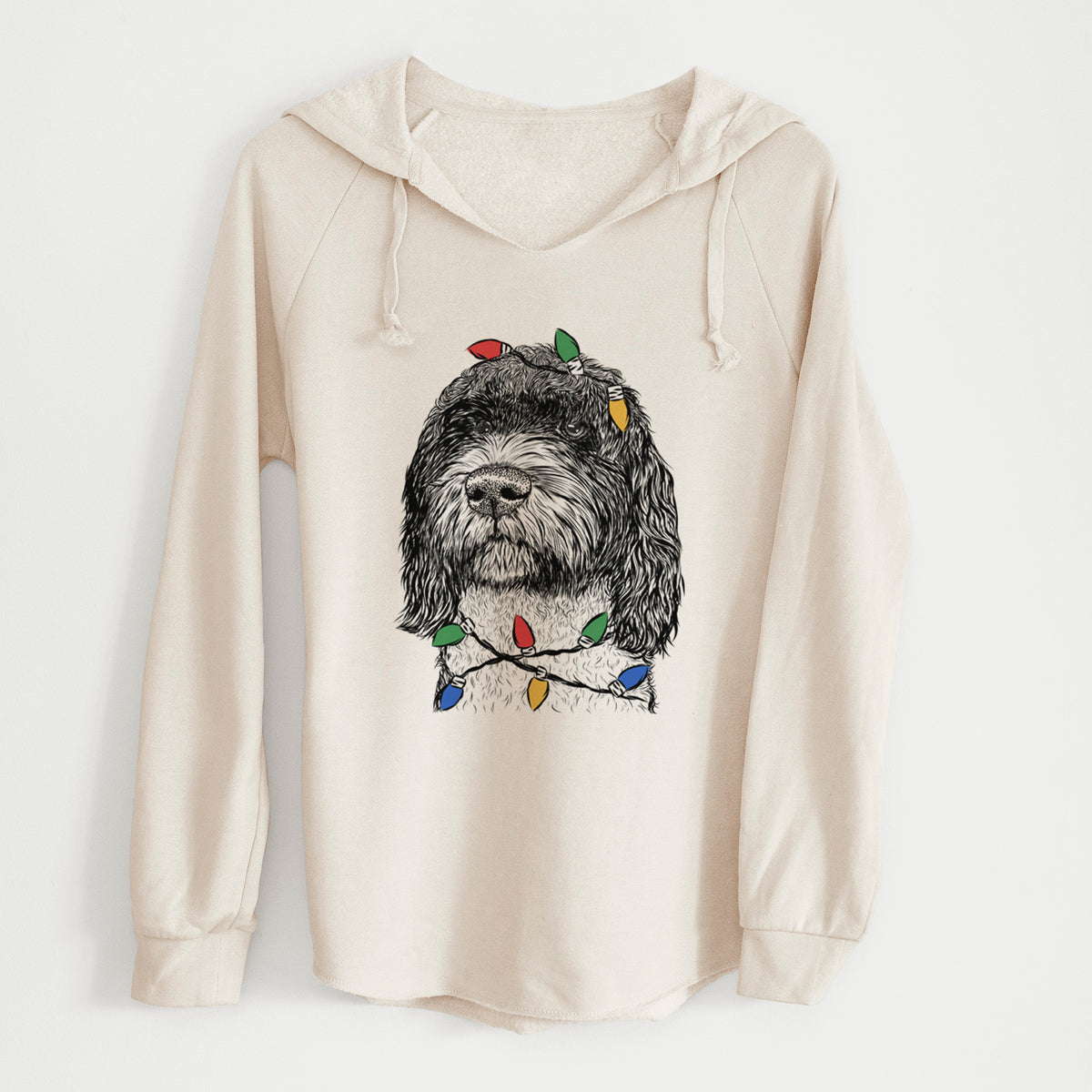 Christmas Lights Chris the Portuguese Water Dog - Cali Wave Hooded Sweatshirt