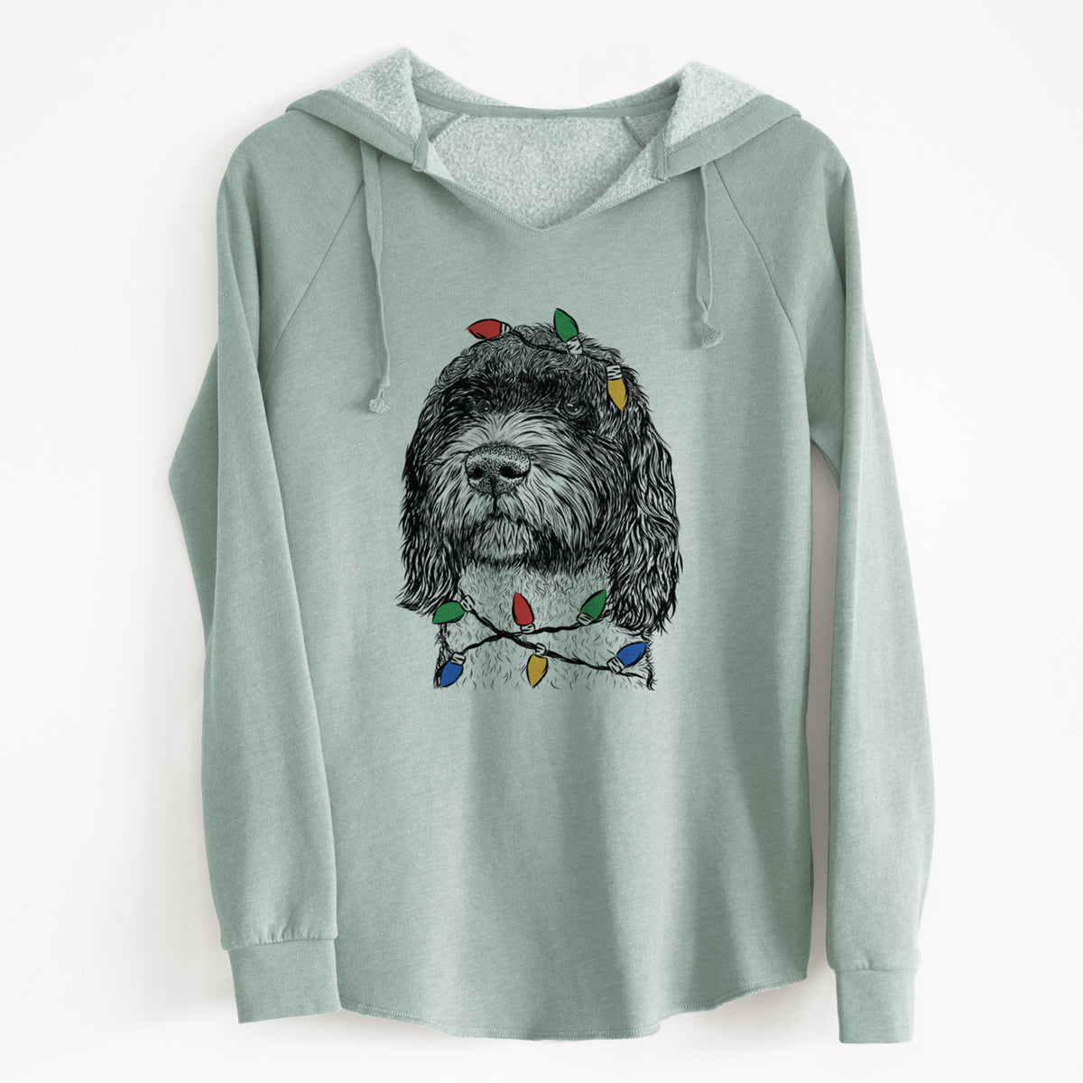 Christmas Lights Chris the Portuguese Water Dog - Cali Wave Hooded Sweatshirt