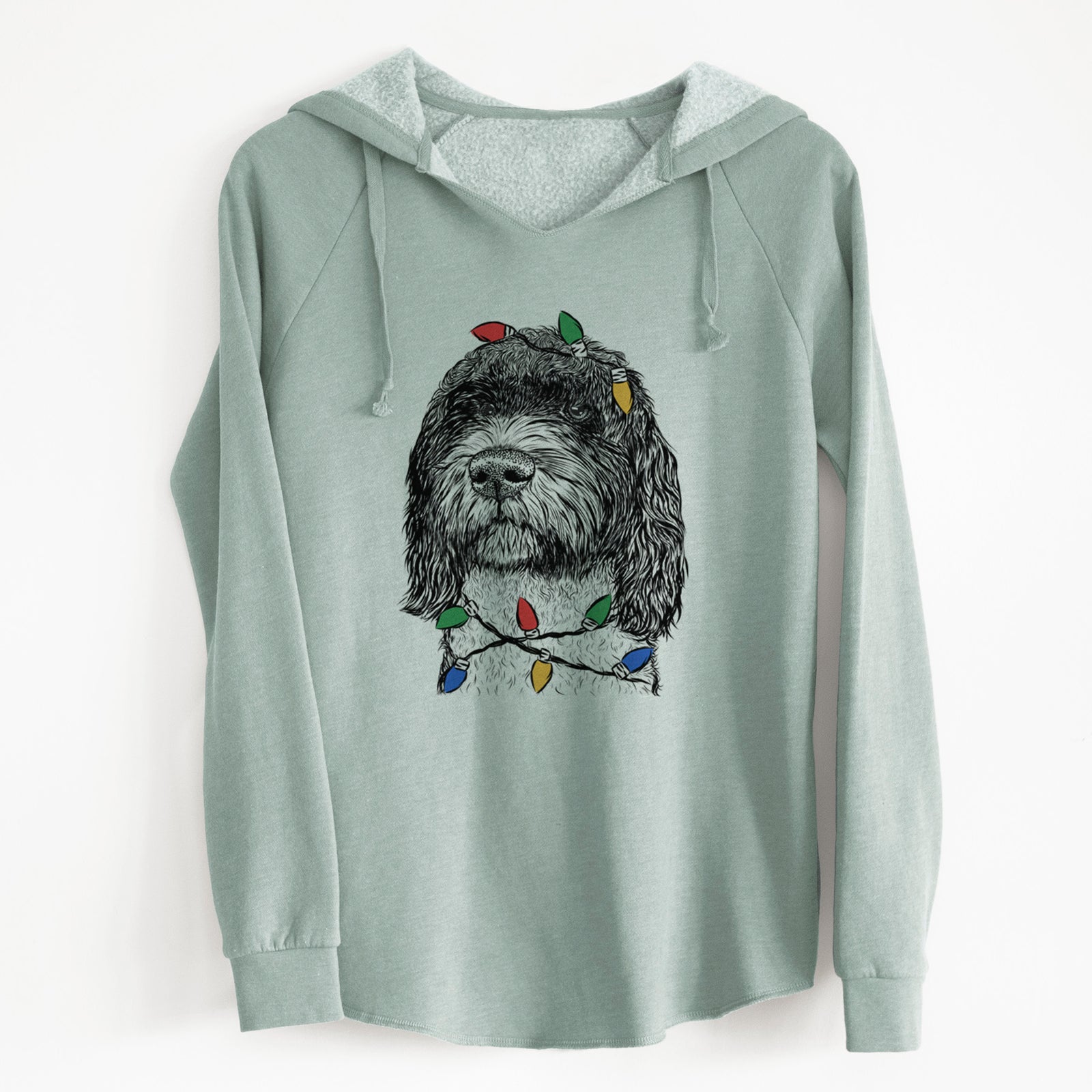 Christmas Lights Chris the Portuguese Water Dog - Cali Wave Hooded Sweatshirt