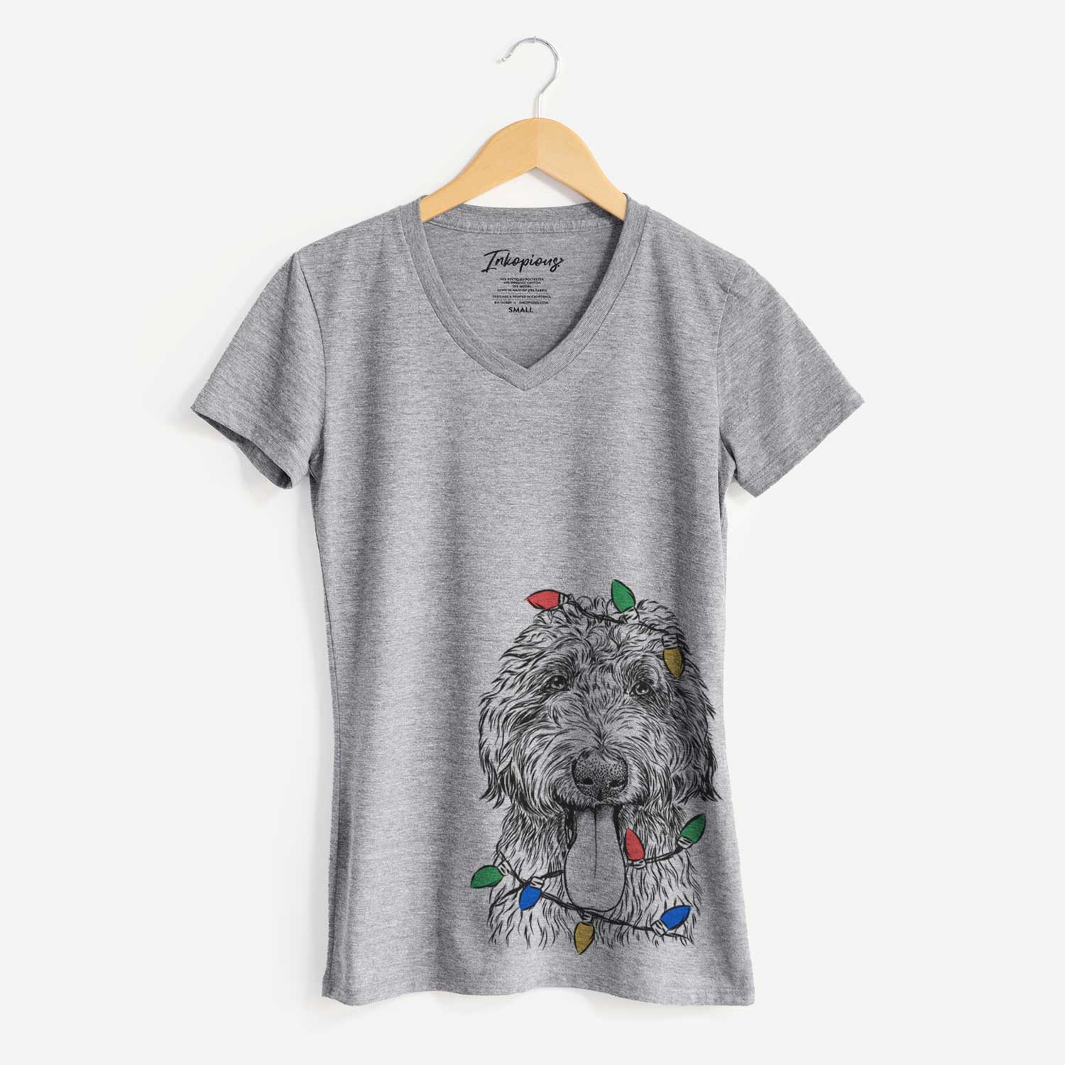 Christmas Lights CiCi Paulk the Aussiedoodle - Women's V-neck Shirt