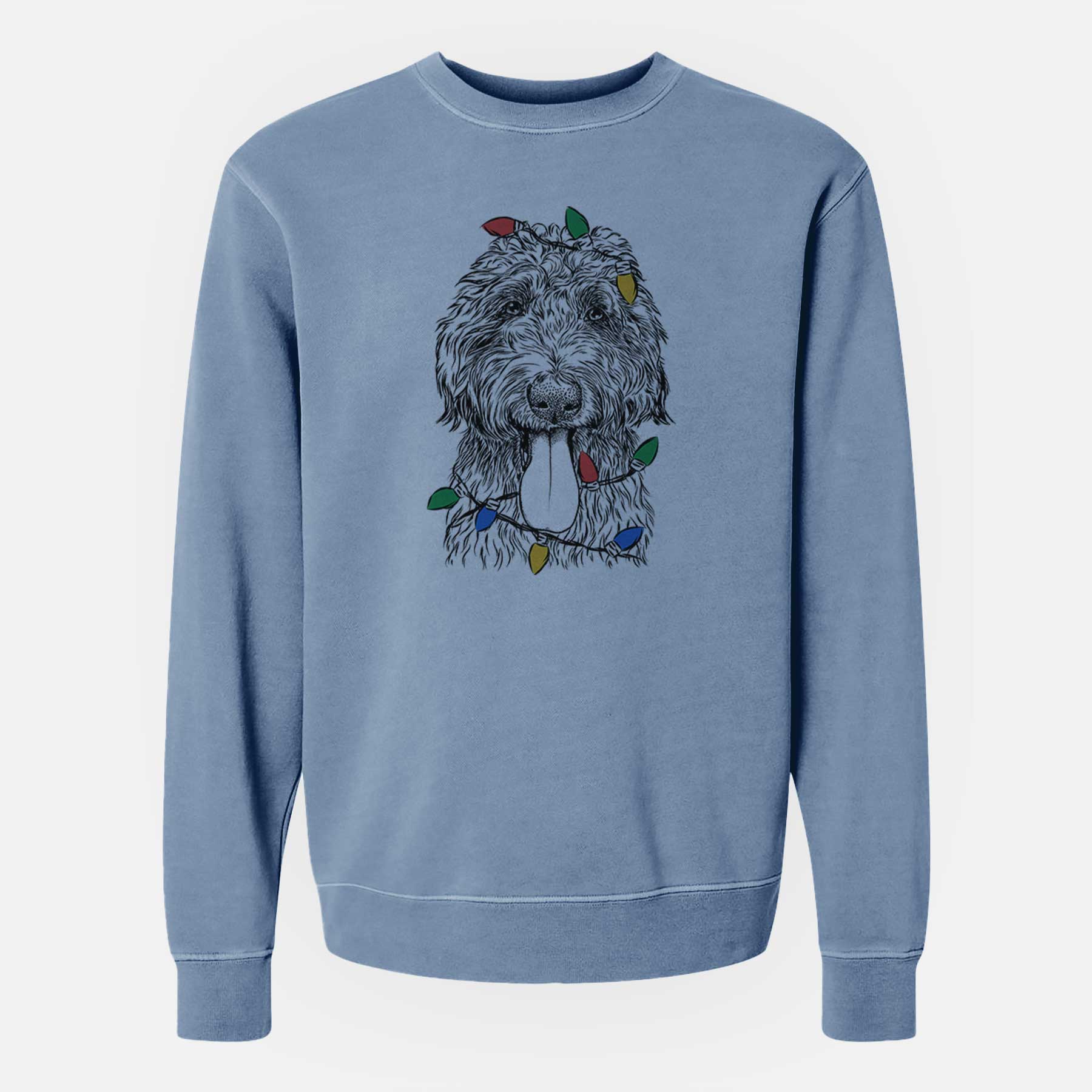 Christmas Lights CiCi Paulk the Aussiedoodle - Unisex Pigment Dyed Crew Sweatshirt