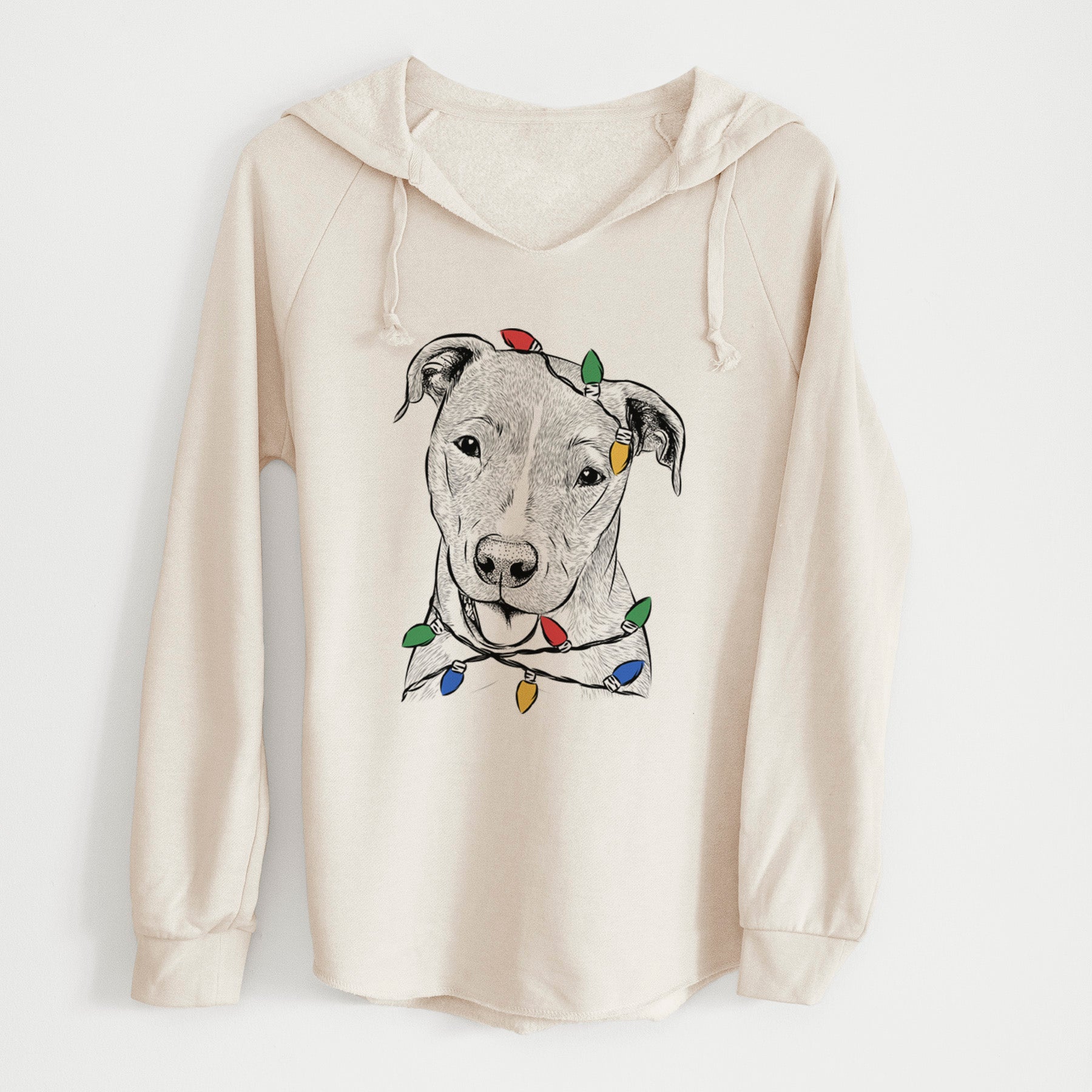 Christmas Lights Claiborne the American Staffordshire Terrier - Cali Wave Hooded Sweatshirt