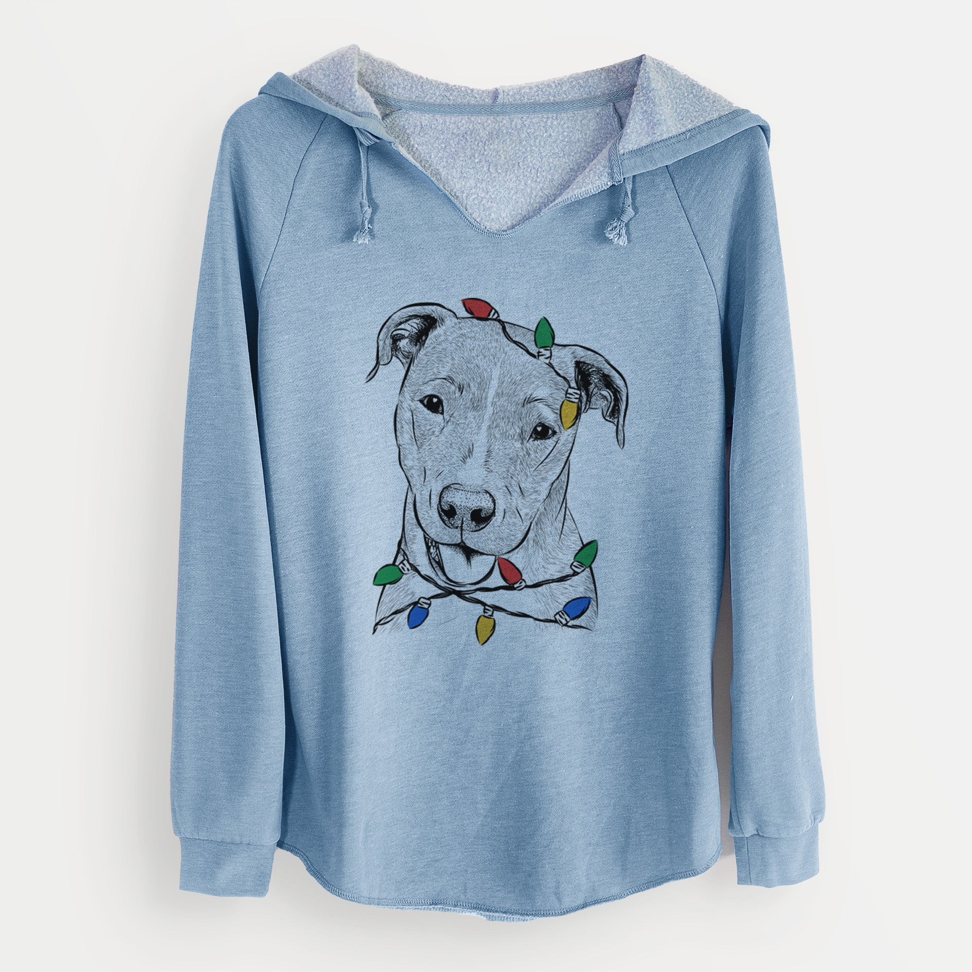 Christmas Lights Claiborne the American Staffordshire Terrier - Cali Wave Hooded Sweatshirt