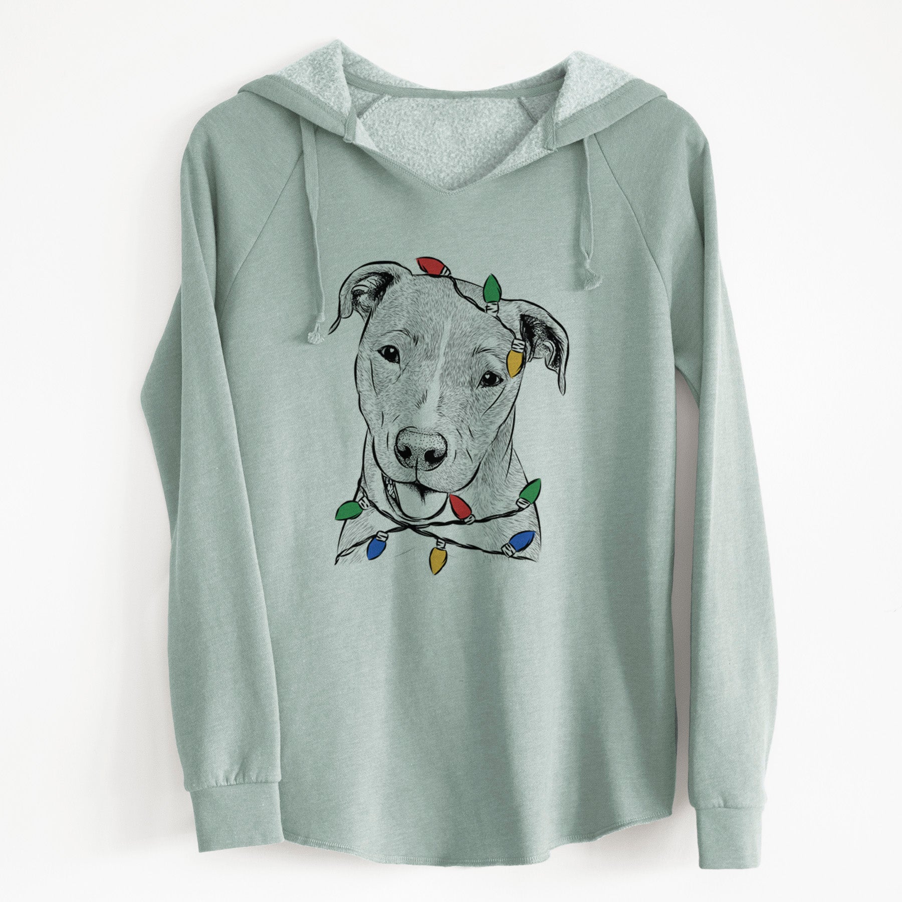 Christmas Lights Claiborne the American Staffordshire Terrier - Cali Wave Hooded Sweatshirt