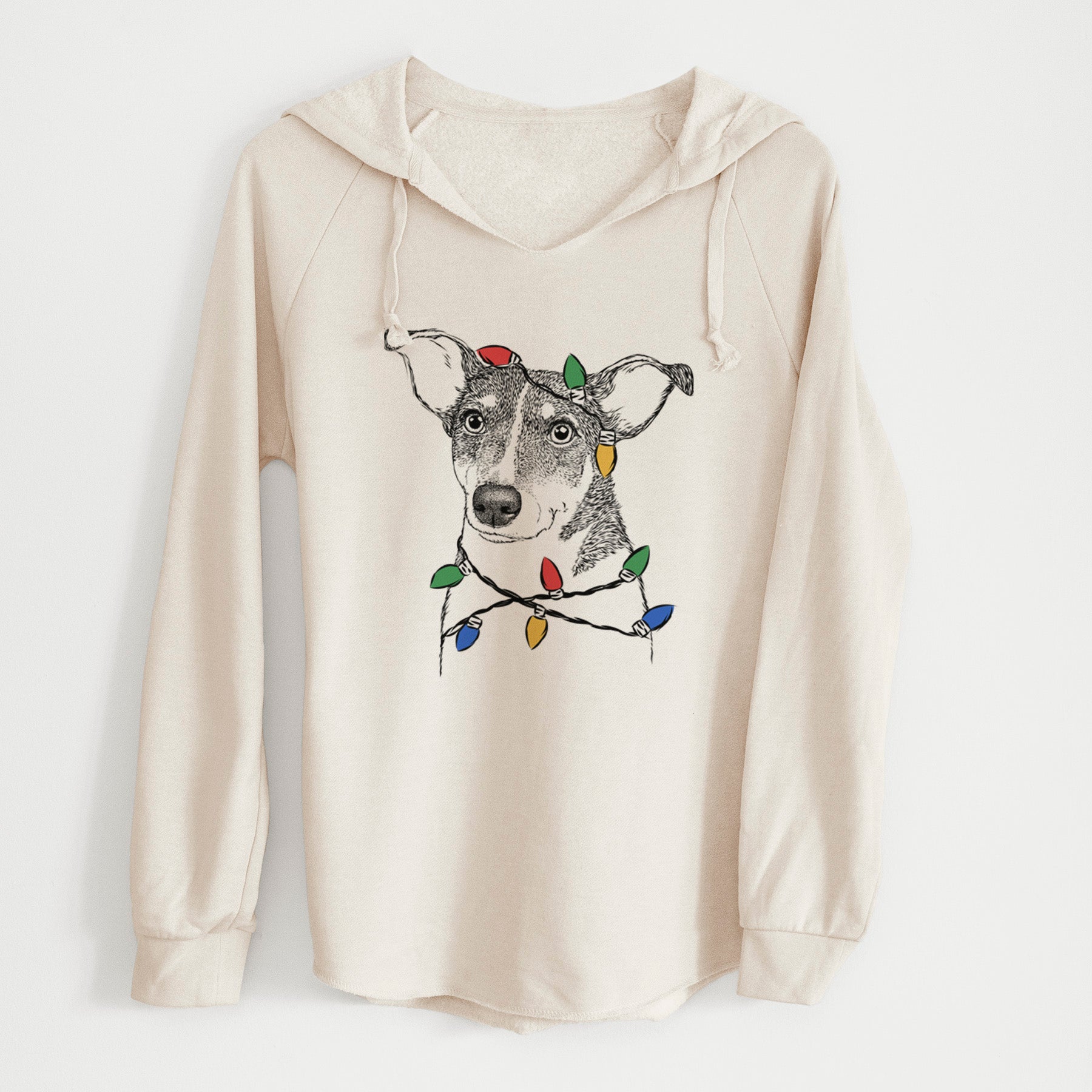 Christmas Lights Cleo the Terrier Mix - Cali Wave Hooded Sweatshirt