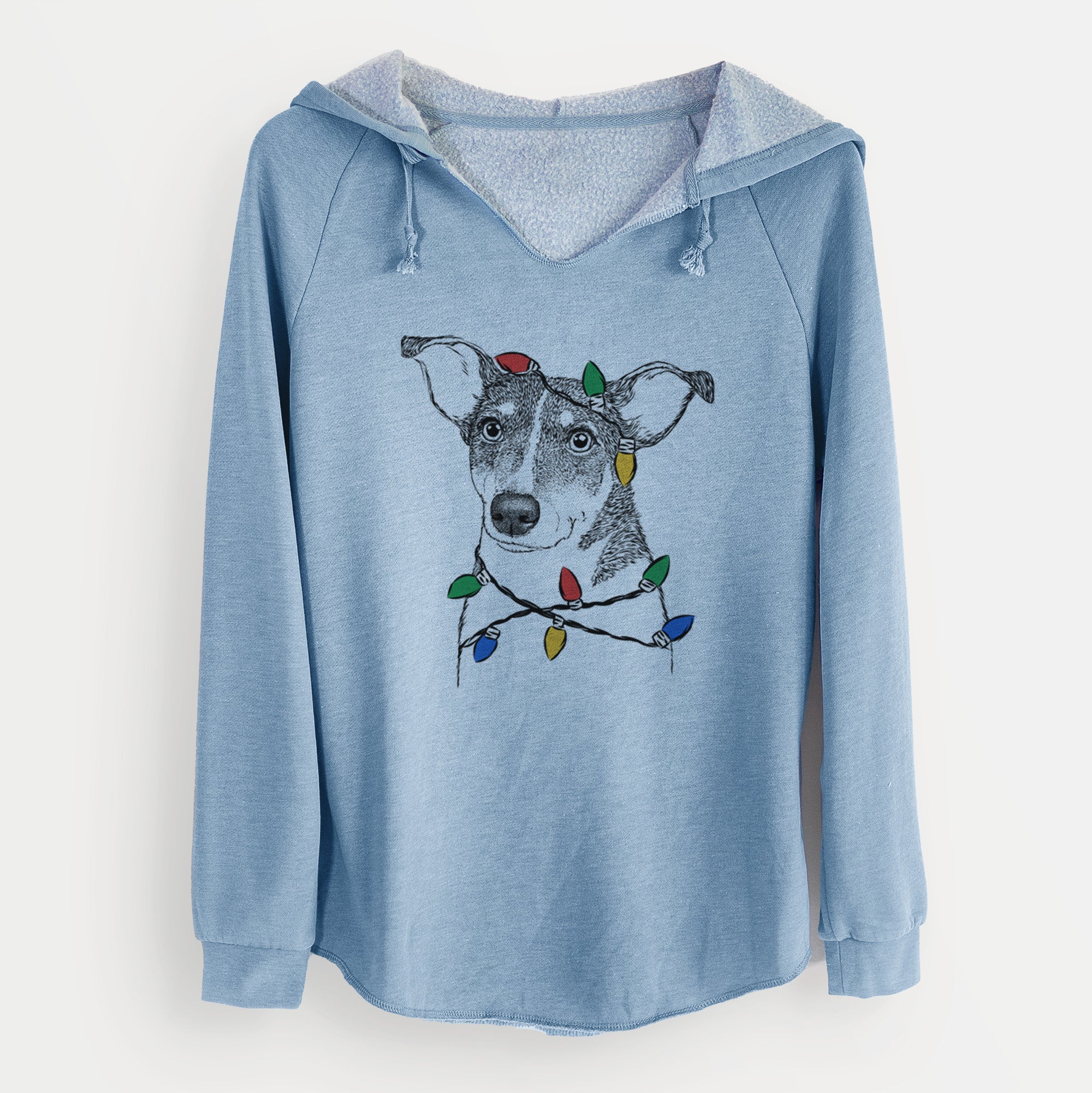 Christmas Lights Cleo the Terrier Mix - Cali Wave Hooded Sweatshirt