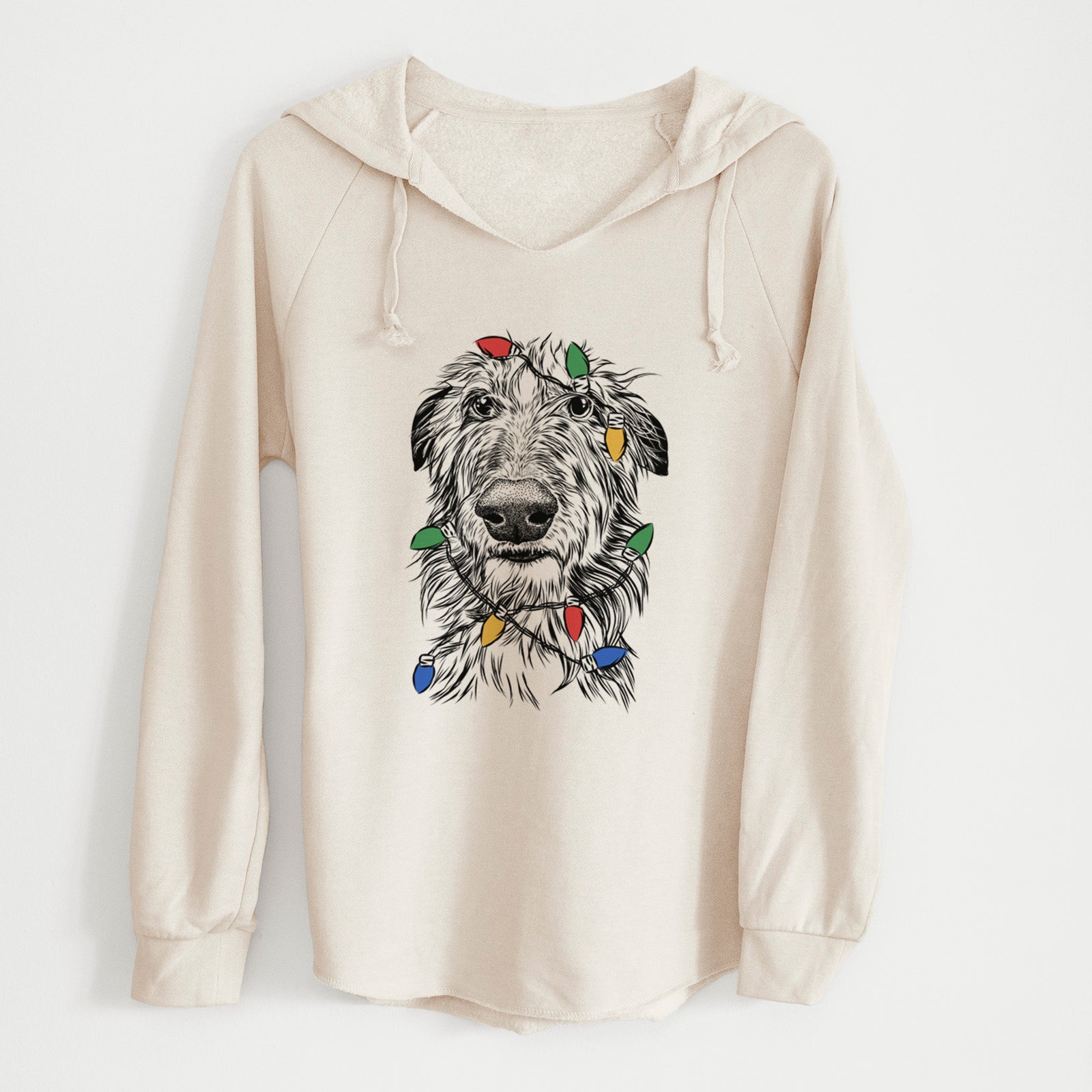 Christmas Lights Cleod the Scottish Deerhound - Cali Wave Hooded Sweatshirt