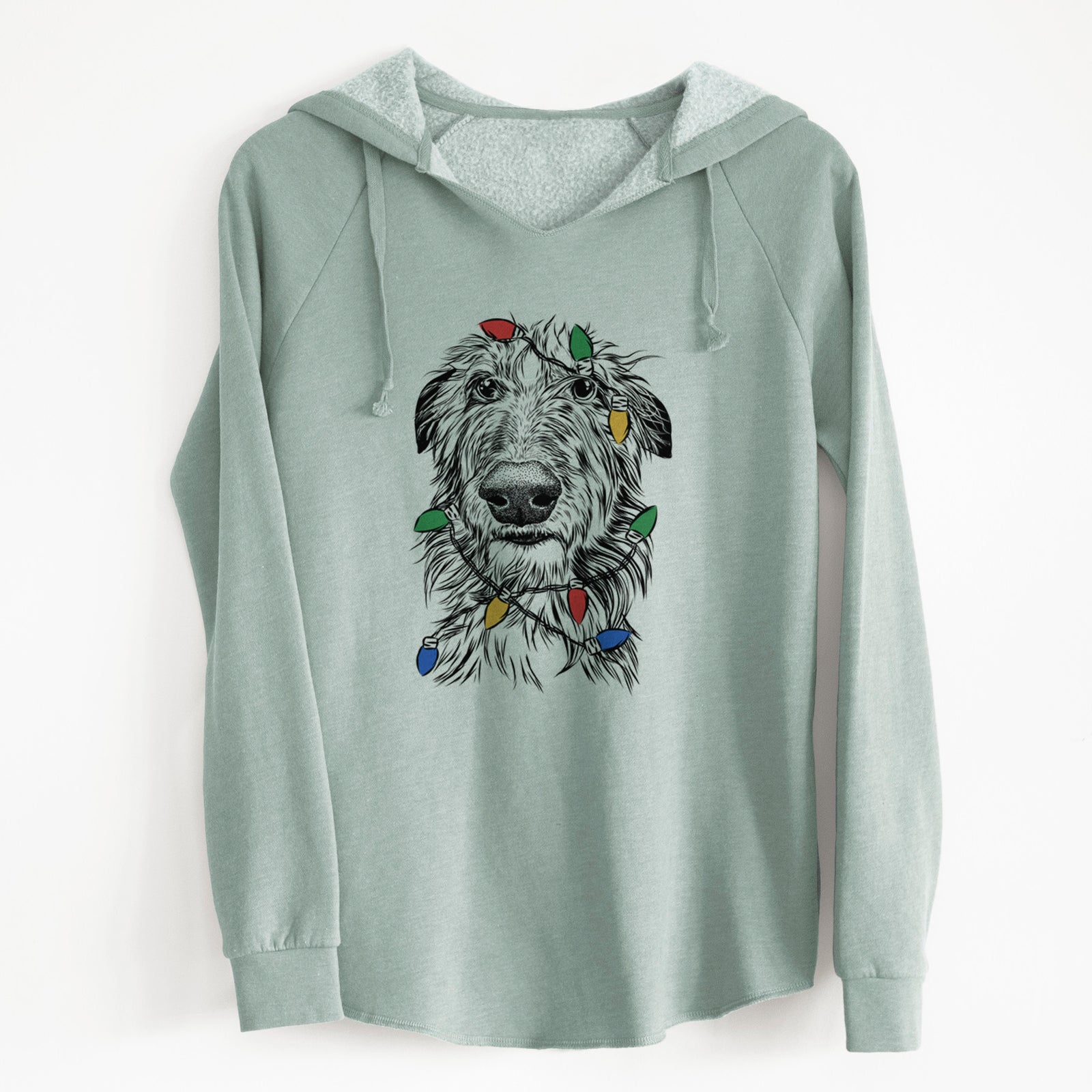 Christmas Lights Cleod the Scottish Deerhound - Cali Wave Hooded Sweatshirt