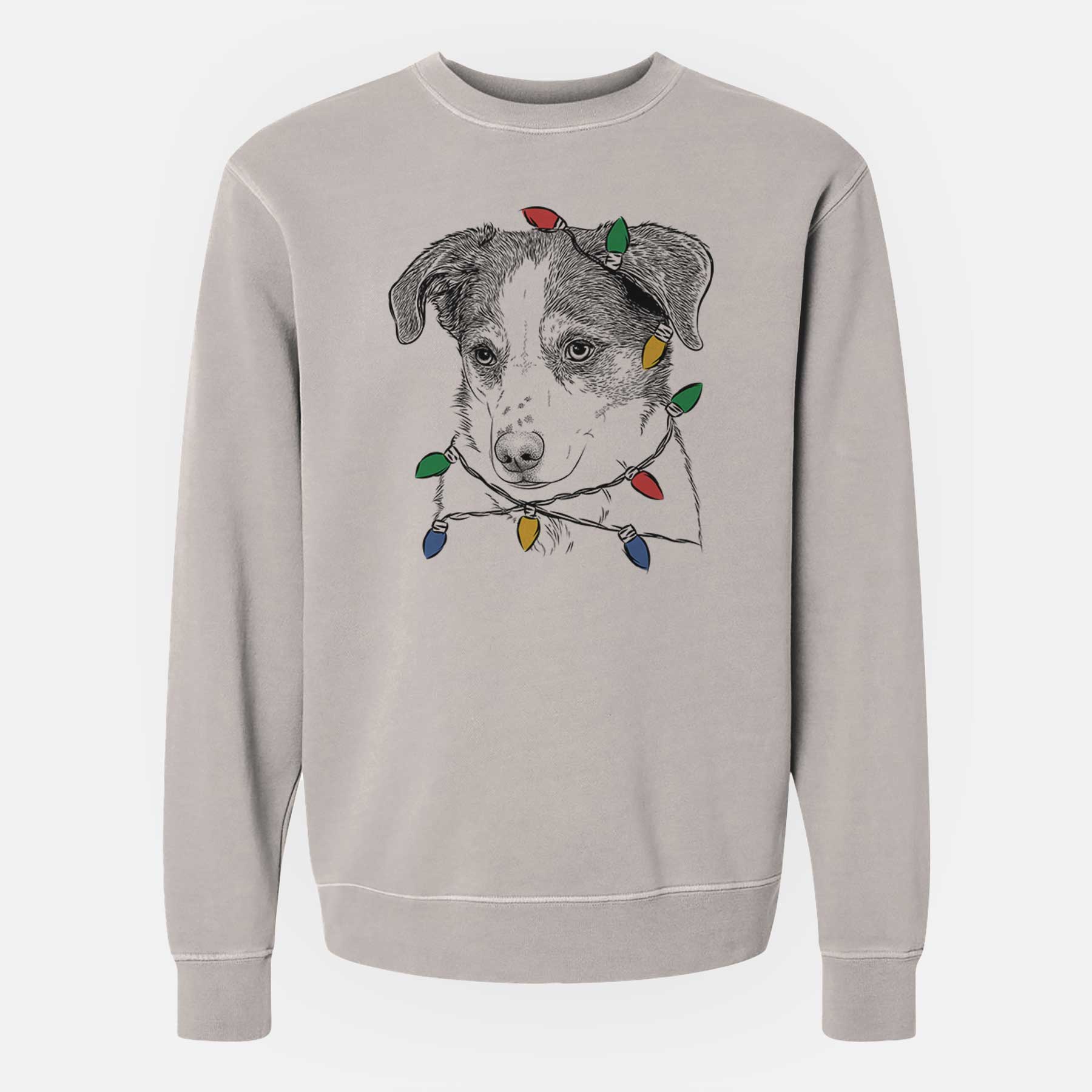 Christmas Lights Coco the Beagle Mix - Unisex Pigment Dyed Crew Sweatshirt