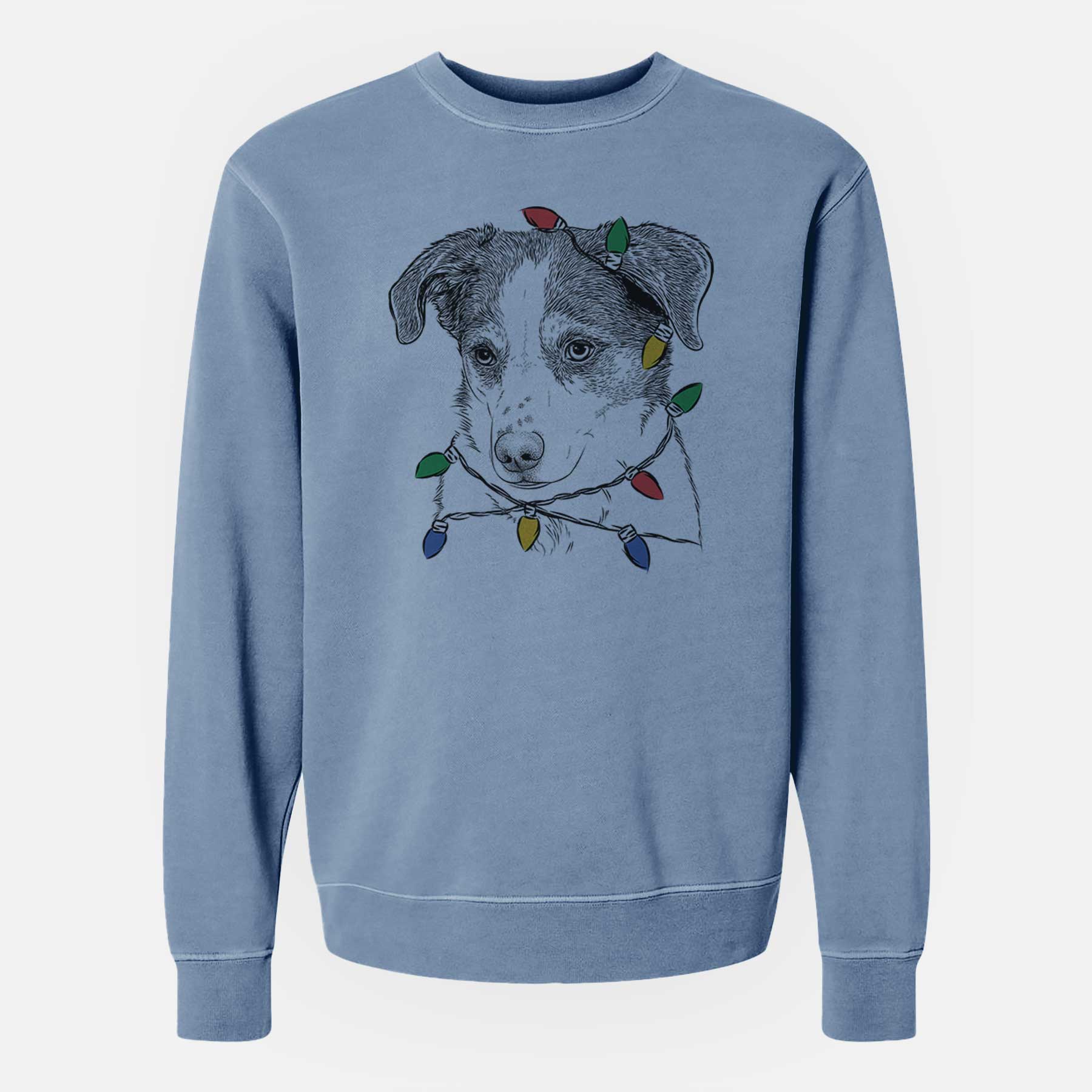 Christmas Lights Coco the Beagle Mix - Unisex Pigment Dyed Crew Sweatshirt