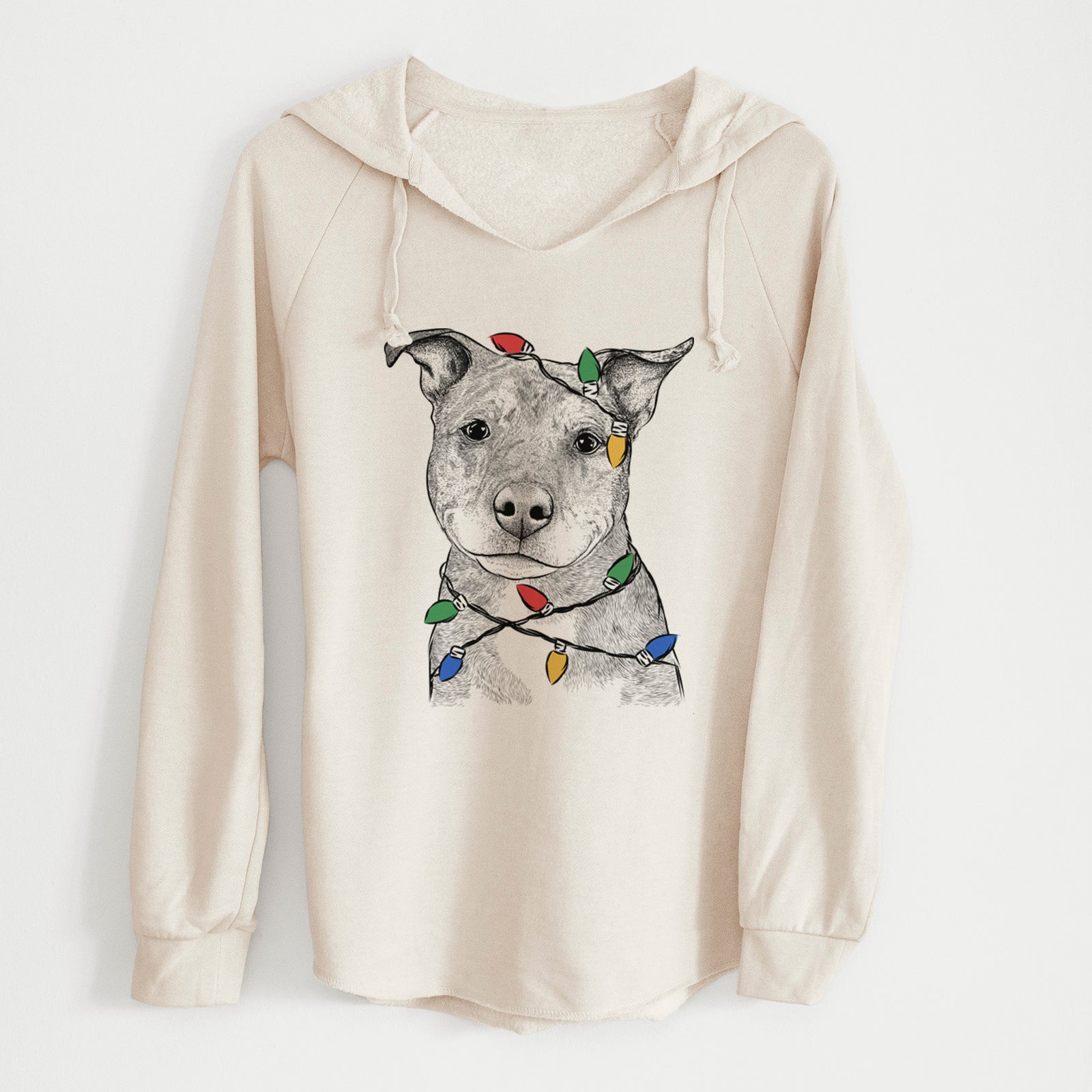 Christmas Lights Cody the Catahoula Mix - Cali Wave Hooded Sweatshirt