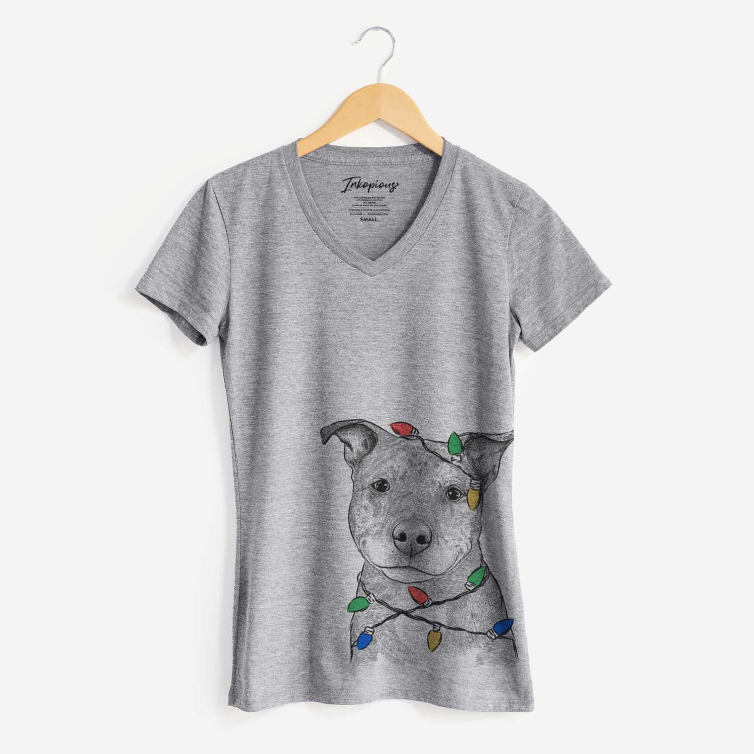 Christmas Lights Cody the Catahoula Mix - Women's V-neck Shirt