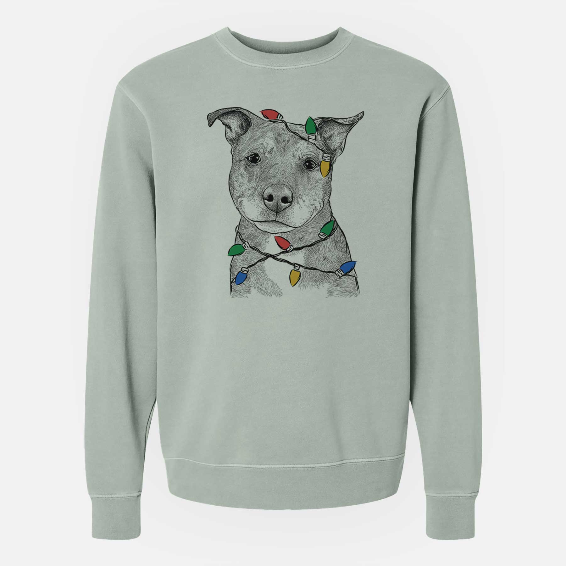 Christmas Lights Cody the Catahoula Mix - Unisex Pigment Dyed Crew Sweatshirt