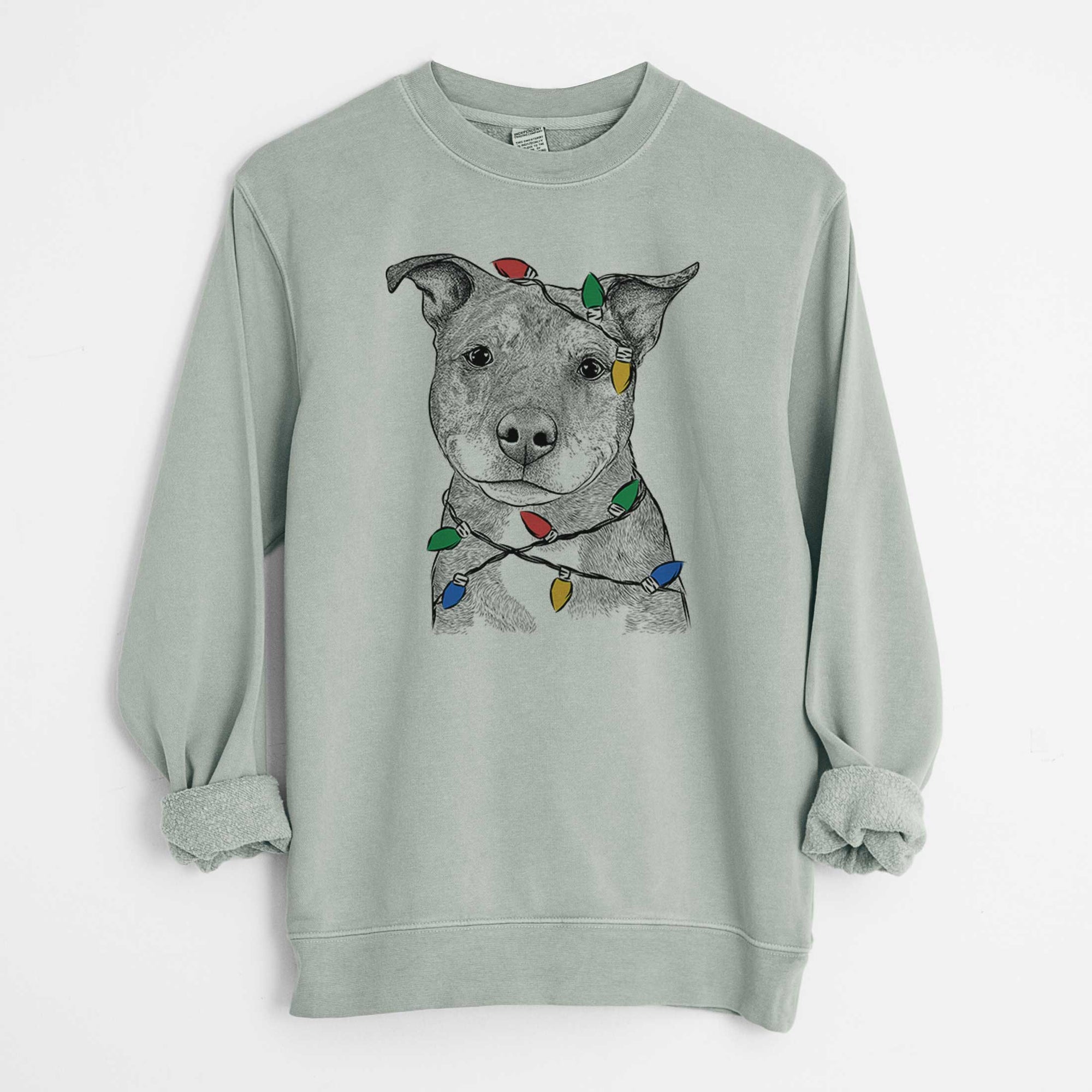 Christmas Lights Cody the Catahoula Mix - Unisex Pigment Dyed Crew Sweatshirt