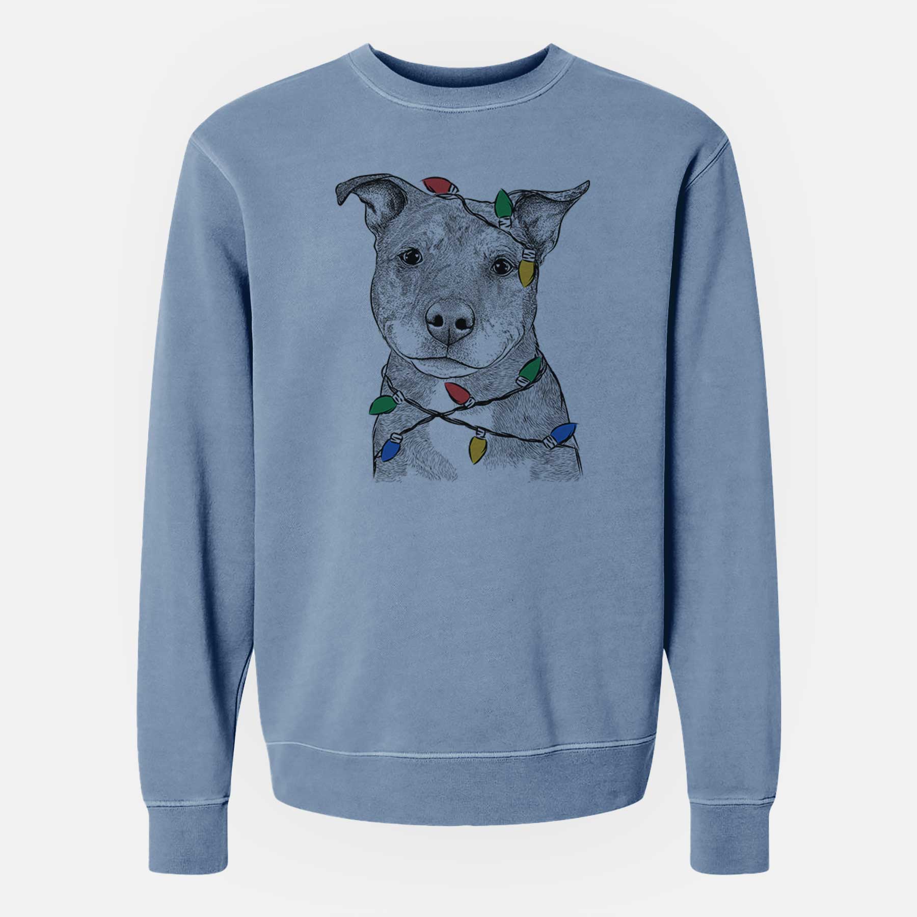 Christmas Lights Cody the Catahoula Mix - Unisex Pigment Dyed Crew Sweatshirt