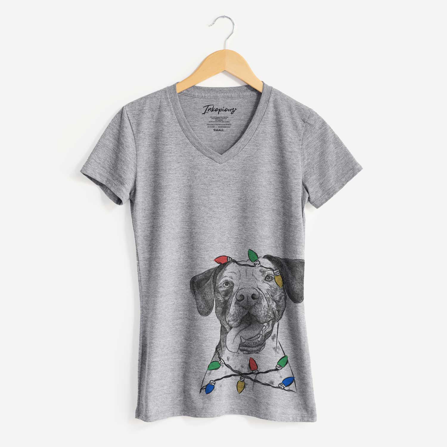 Christmas Lights Cola the Catahoula - Women's V-neck Shirt