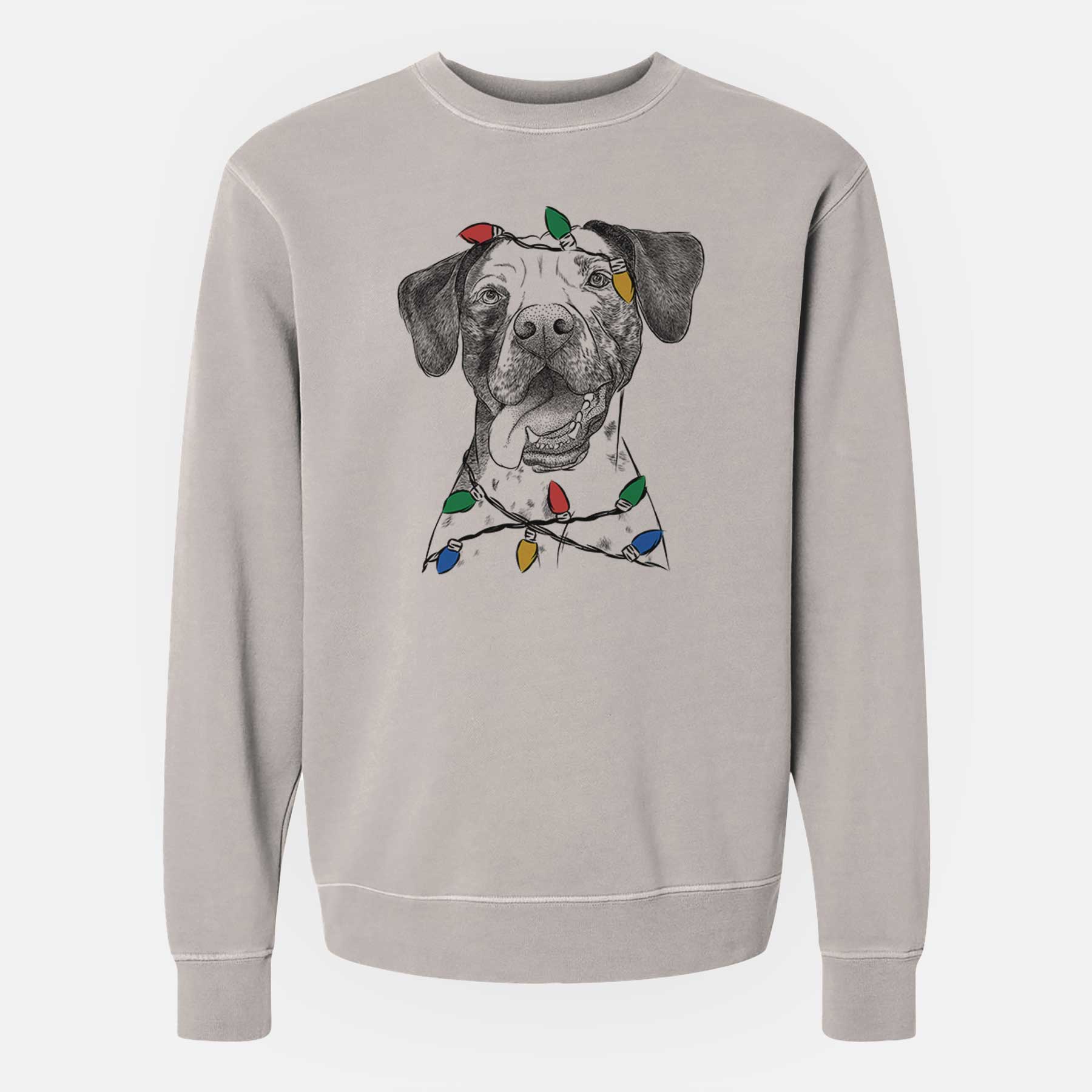 Christmas Lights Cola the Catahoula - Unisex Pigment Dyed Crew Sweatshirt