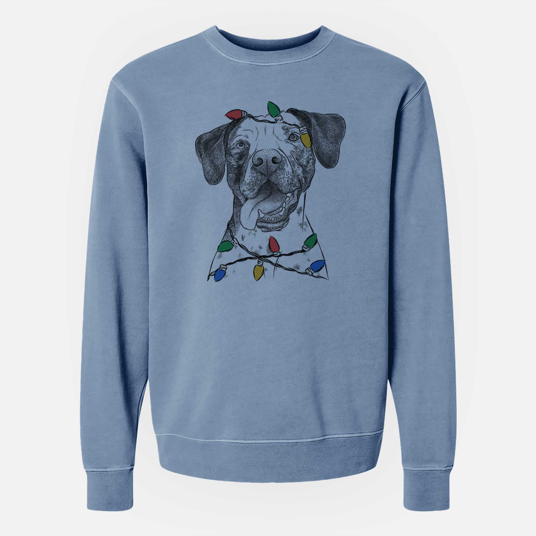 Christmas Lights Cola the Catahoula - Unisex Pigment Dyed Crew Sweatshirt