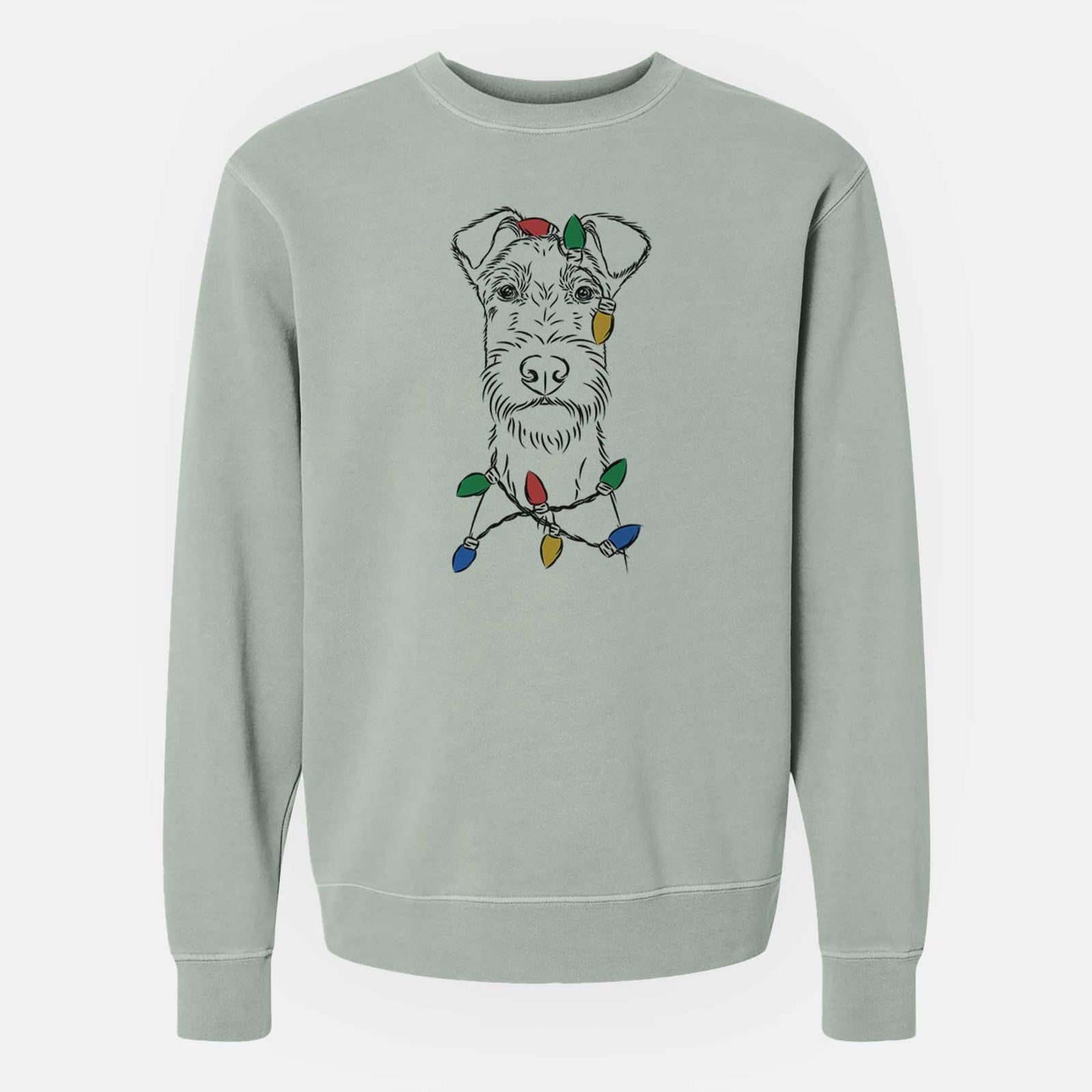 Christmas Lights Connor the Irish Terrier - Unisex Pigment Dyed Crew Sweatshirt