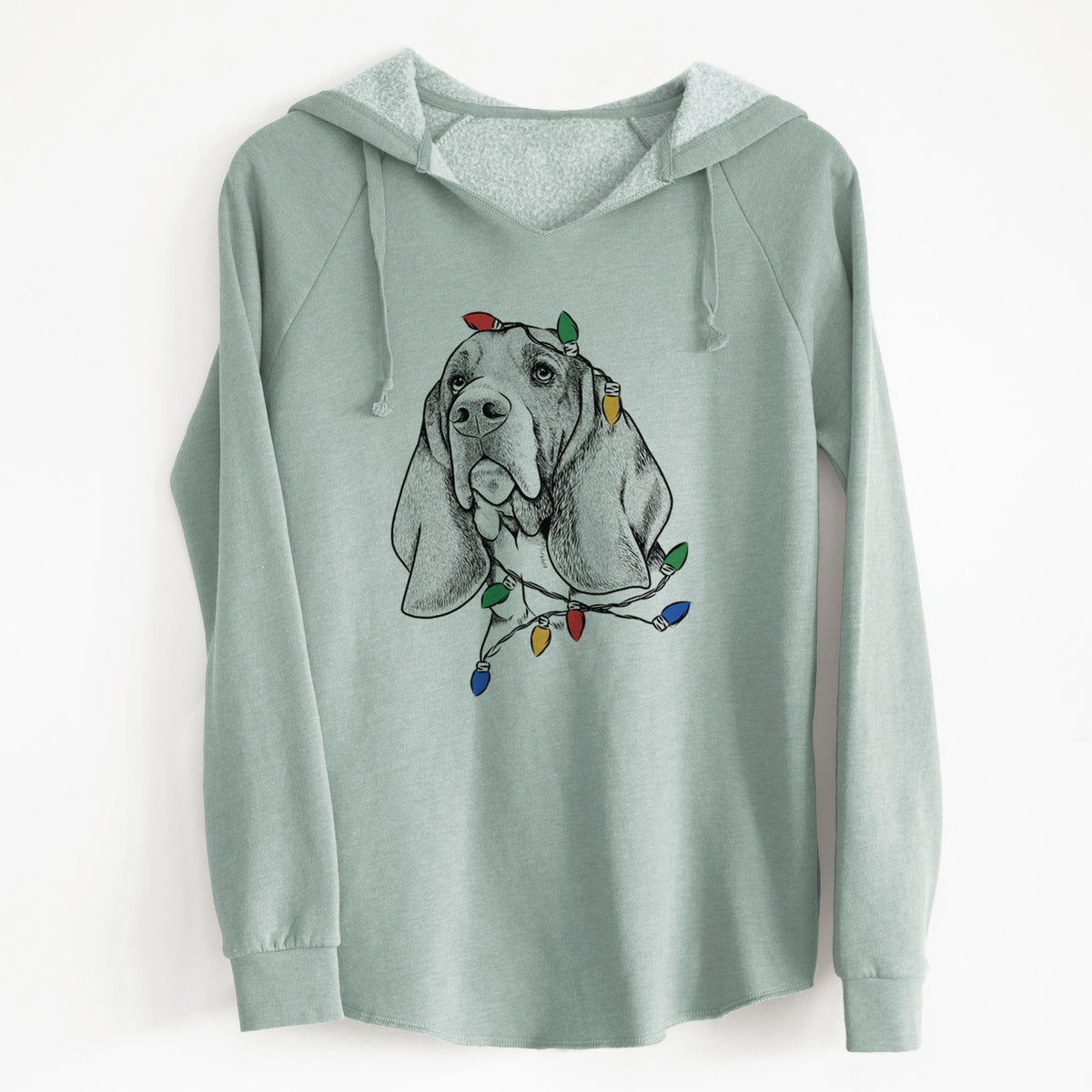 Christmas Lights Cooper the Basset Hound - Cali Wave Hooded Sweatshirt