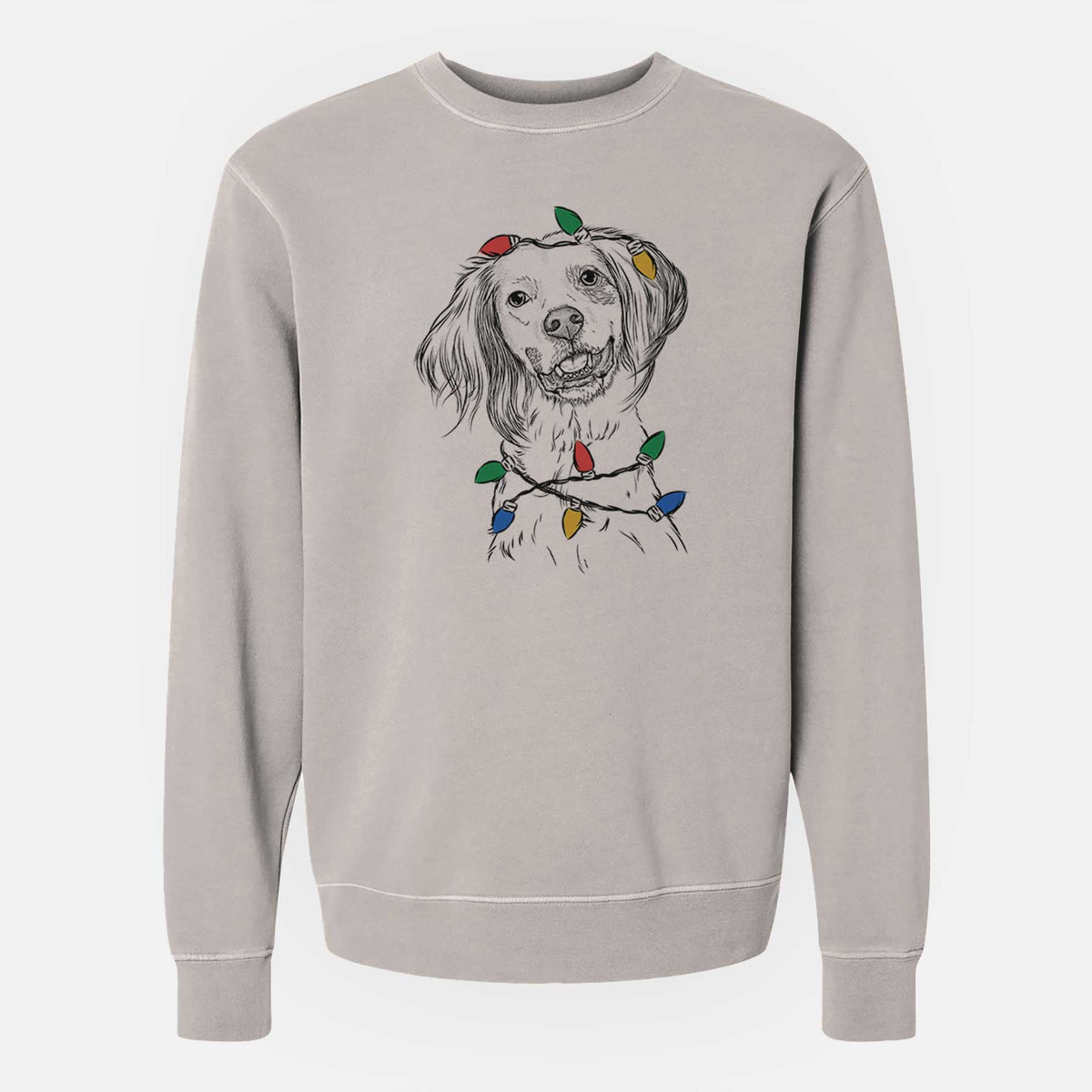 Christmas Lights Cooper the English Setter - Unisex Pigment Dyed Crew Sweatshirt