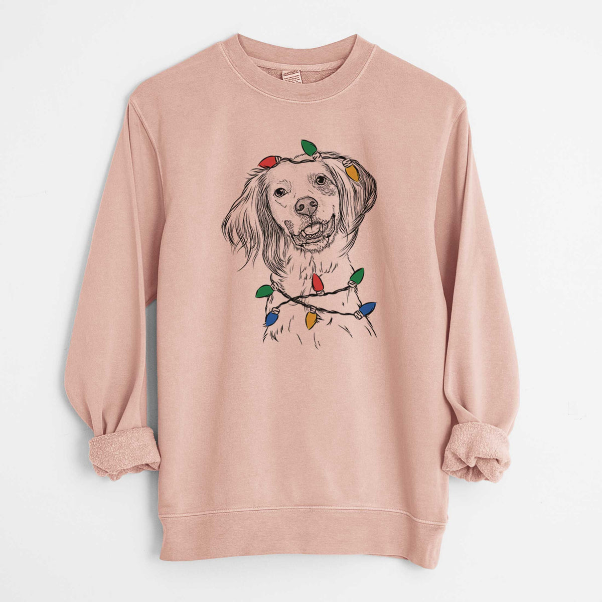 Christmas Lights Cooper the English Setter - Unisex Pigment Dyed Crew Sweatshirt