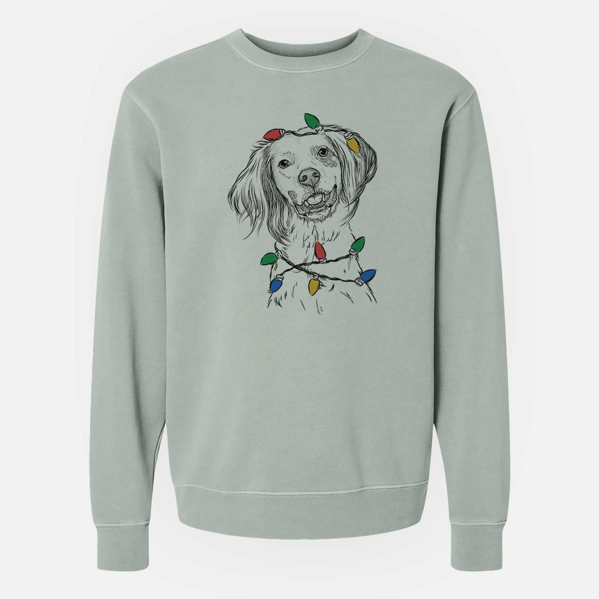 Christmas Lights Cooper the English Setter - Unisex Pigment Dyed Crew Sweatshirt