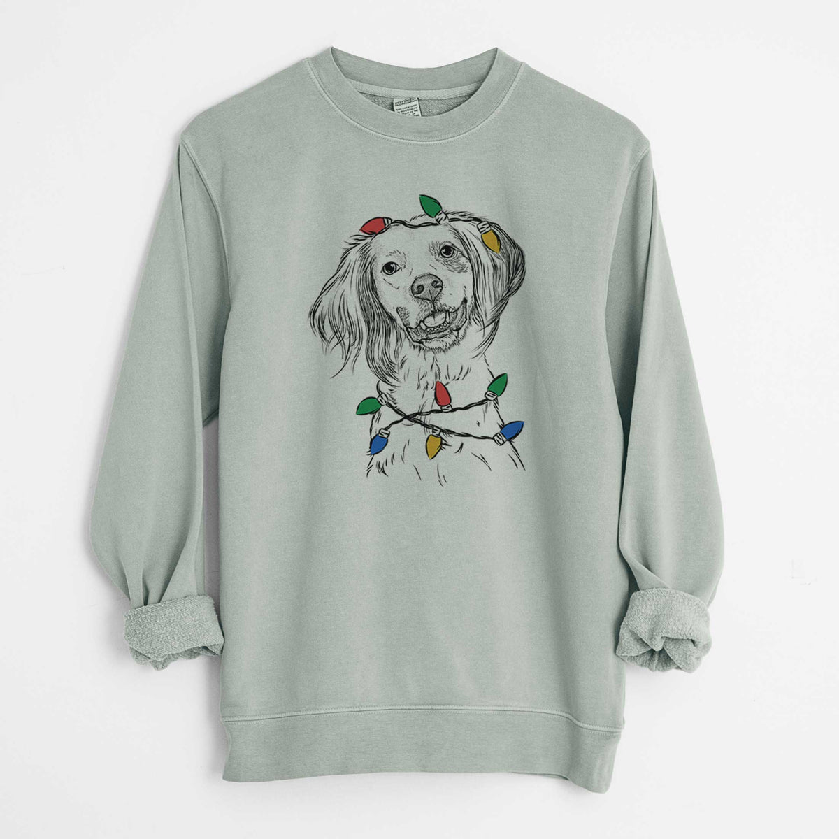 Christmas Lights Cooper the English Setter - Unisex Pigment Dyed Crew Sweatshirt