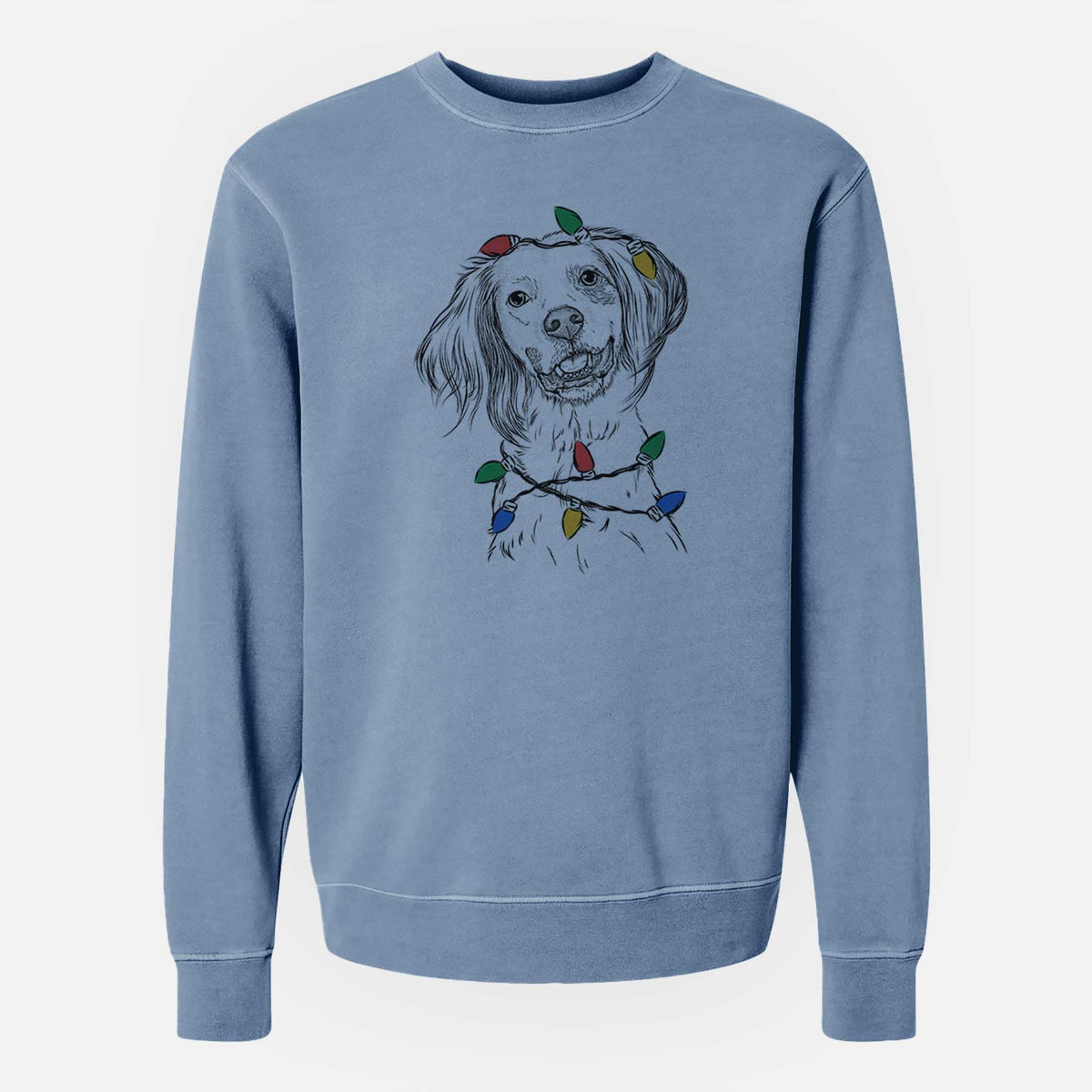 Christmas Lights Cooper the English Setter - Unisex Pigment Dyed Crew Sweatshirt