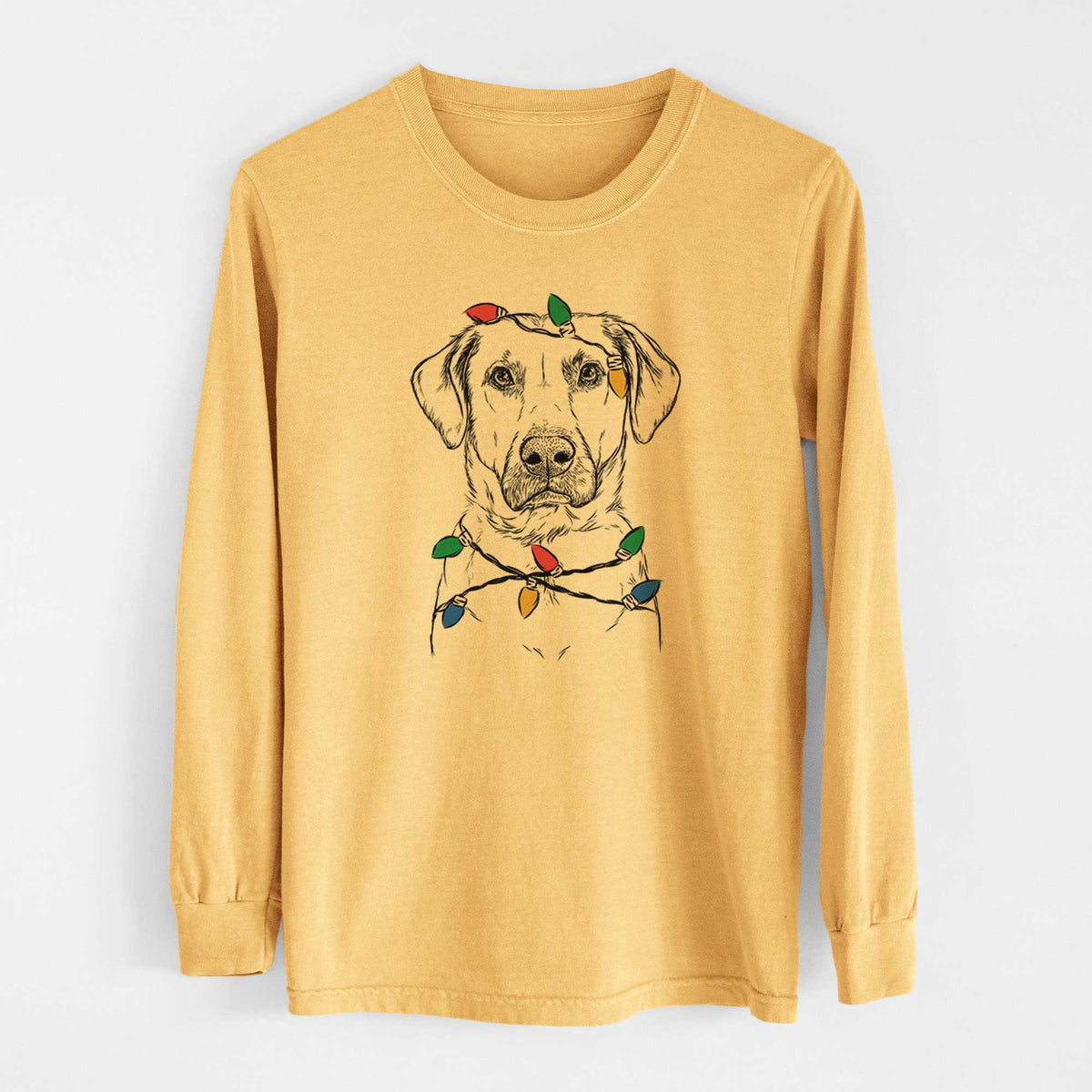 Christmas Lights Cooper Griffin the Mixed Breed - Heavyweight 100% Cotton Long Sleeve