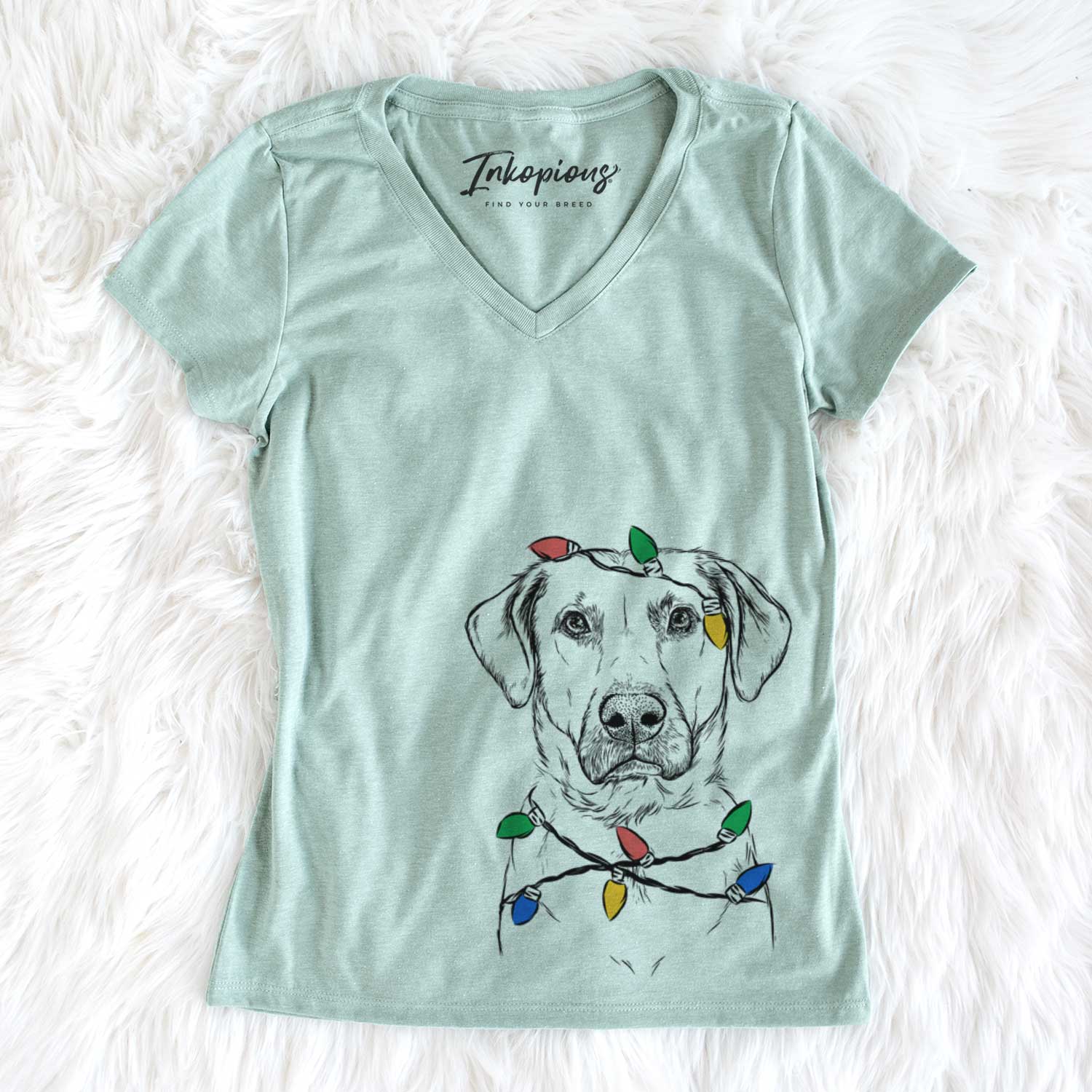 Christmas Lights Cooper Griffin the Mixed Breed - Women's V-neck Shirt