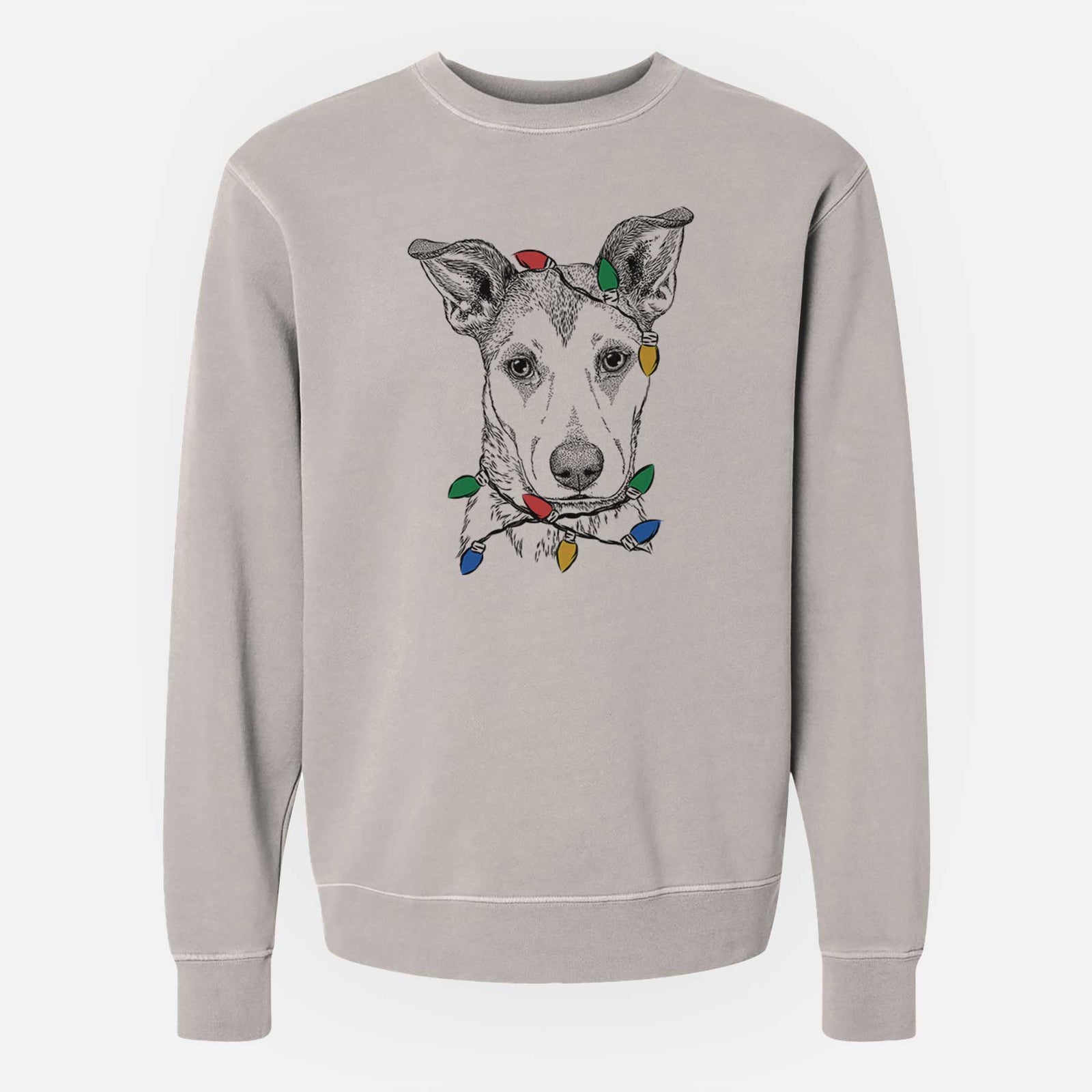 Christmas Lights Coral the Mixed Breed - Unisex Pigment Dyed Crew Sweatshirt
