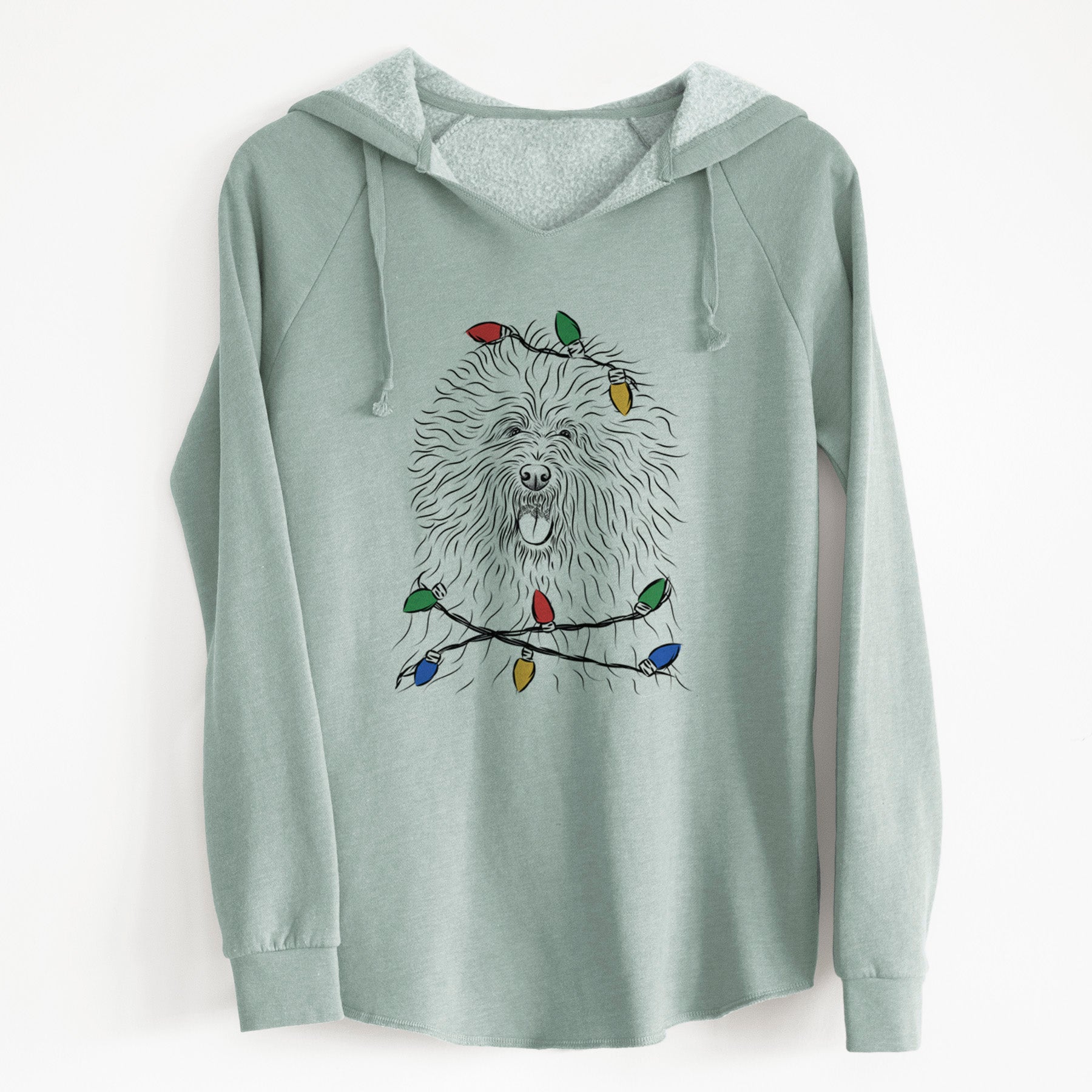 Christmas Lights Cozie the Old English Sheepdog - Cali Wave Hooded Sweatshirt