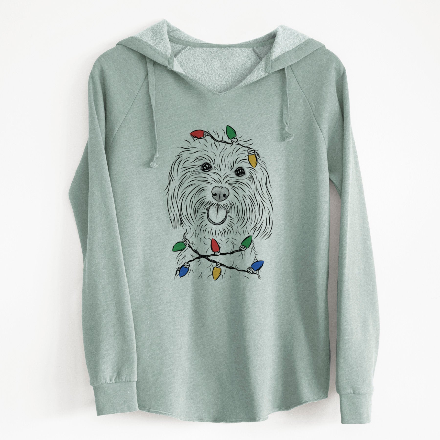 Christmas Lights Cuddles the Coton de Tulear - Cali Wave Hooded Sweatshirt