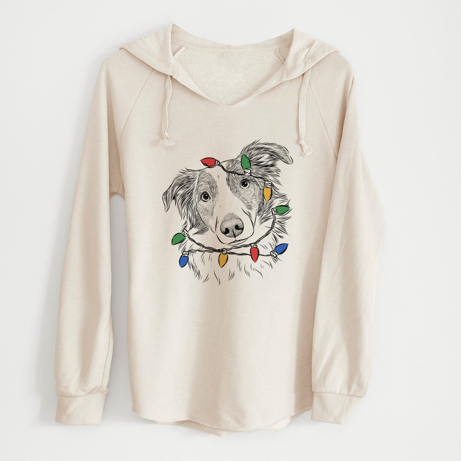Christmas Lights Cyclone the Australian Shepherd - Cali Wave Hooded Sweatshirt