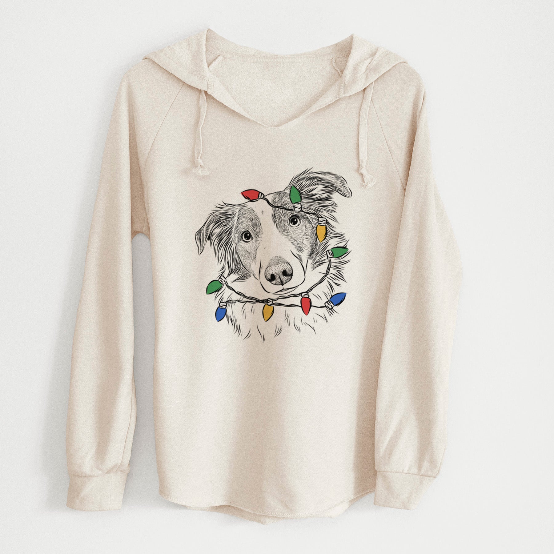Christmas Lights Cyclone the Australian Shepherd - Cali Wave Hooded Sweatshirt