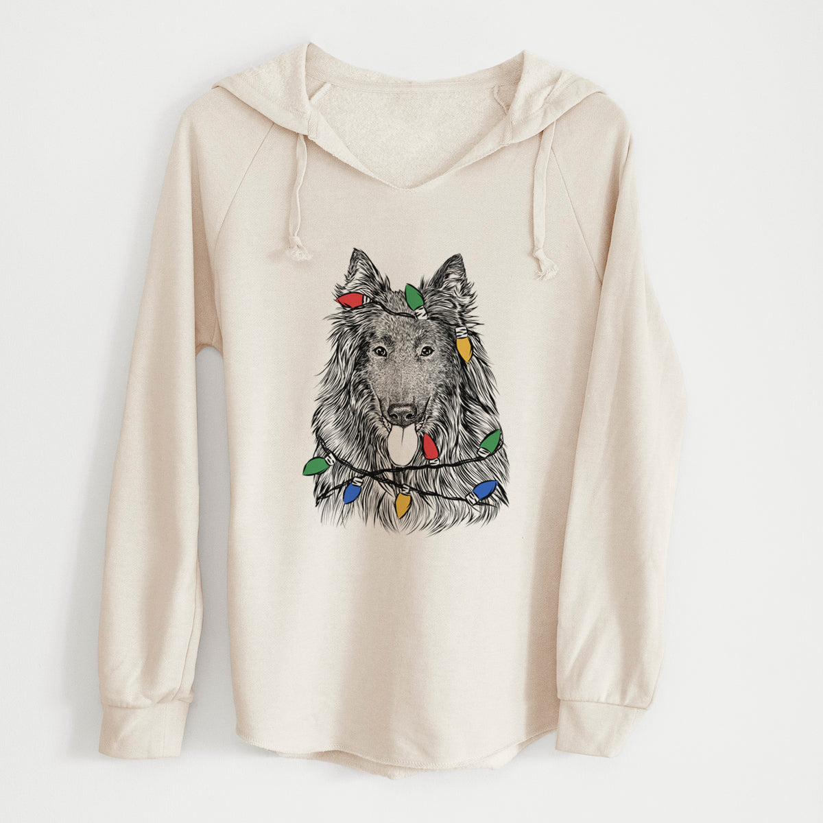 Christmas Lights Daan the Belgian Shepherd - Cali Wave Hooded Sweatshirt