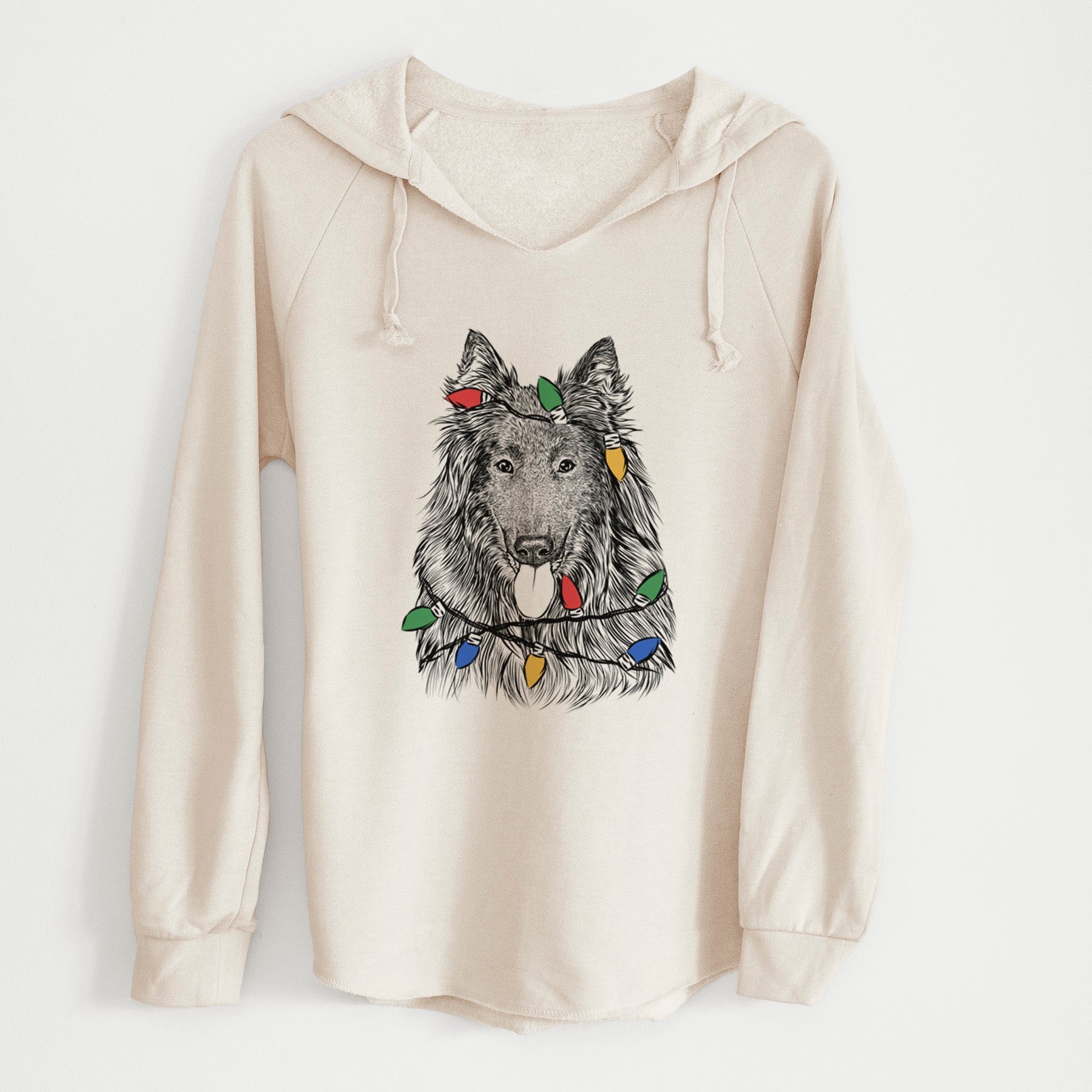 Christmas Lights Daan the Belgian Shepherd - Cali Wave Hooded Sweatshirt