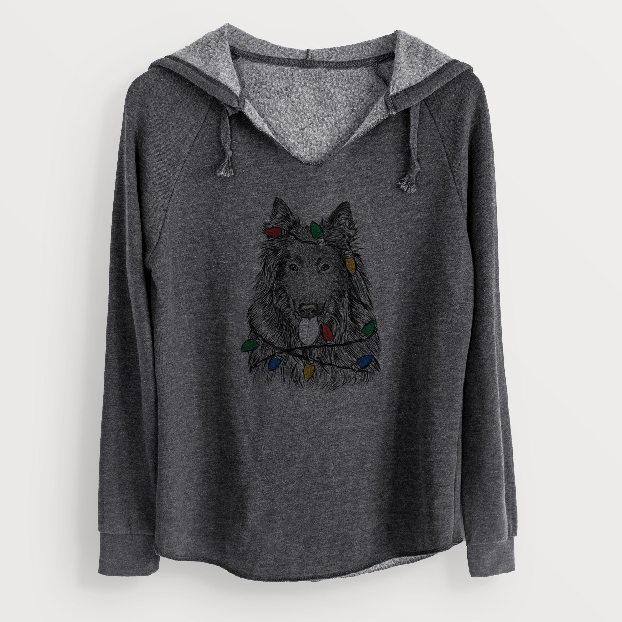 Christmas Lights Daan the Belgian Shepherd - Cali Wave Hooded Sweatshirt