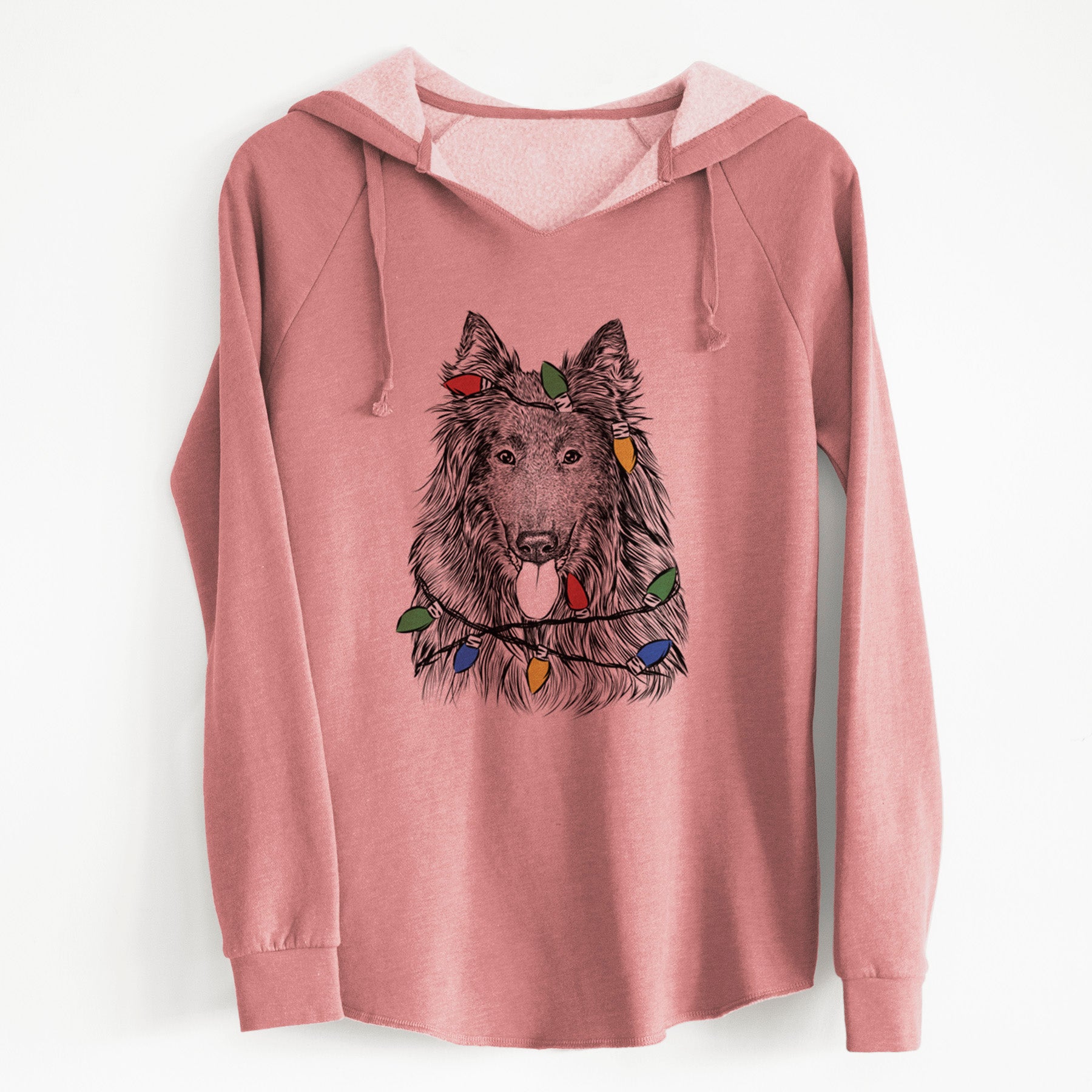 Christmas Lights Daan the Belgian Shepherd - Cali Wave Hooded Sweatshirt