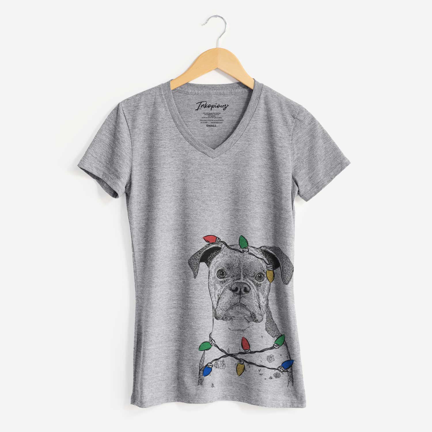 Christmas Lights Daisy the Boxer - Women's V-neck Shirt