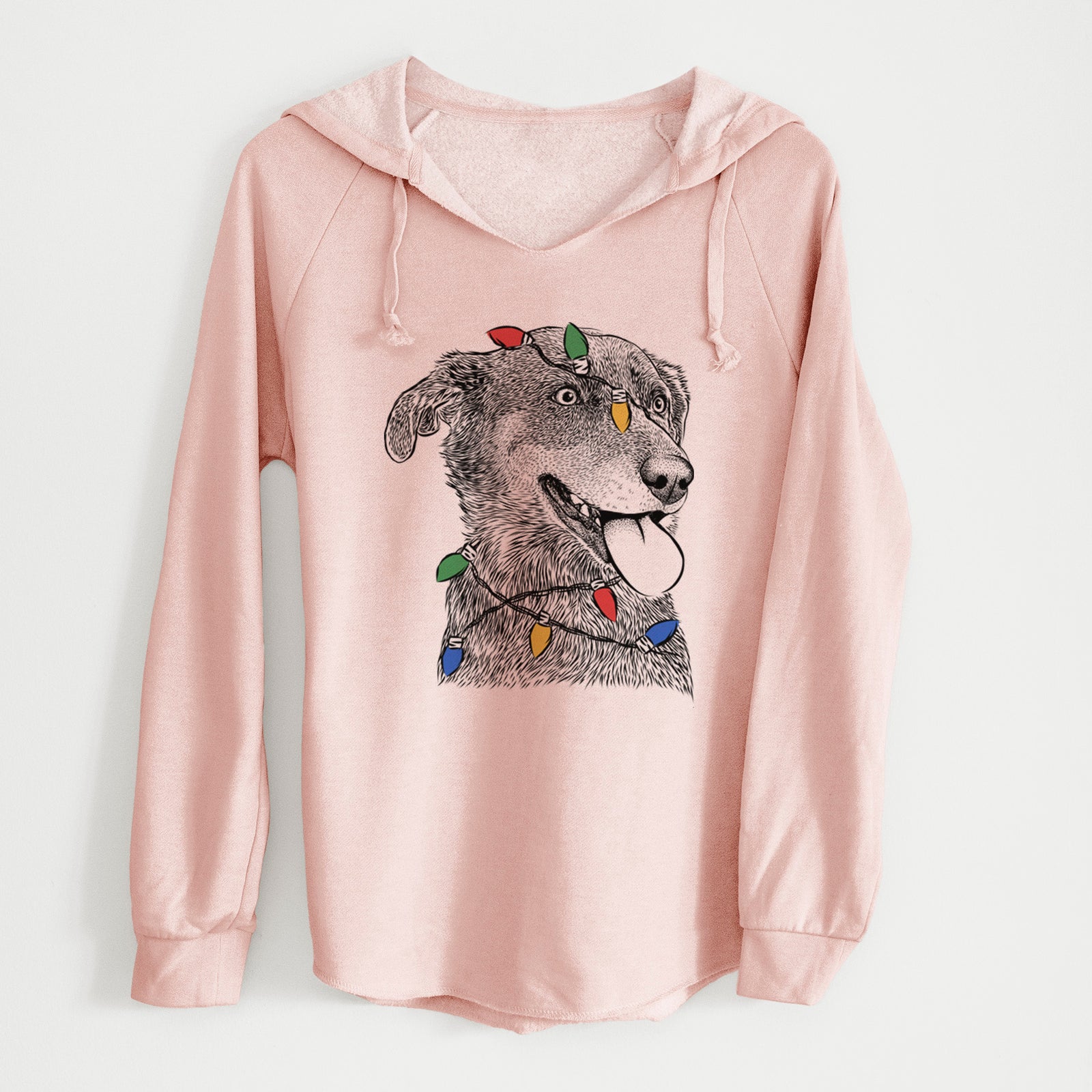Christmas Lights Daisy the Australian Shepherd Mix - Cali Wave Hooded Sweatshirt