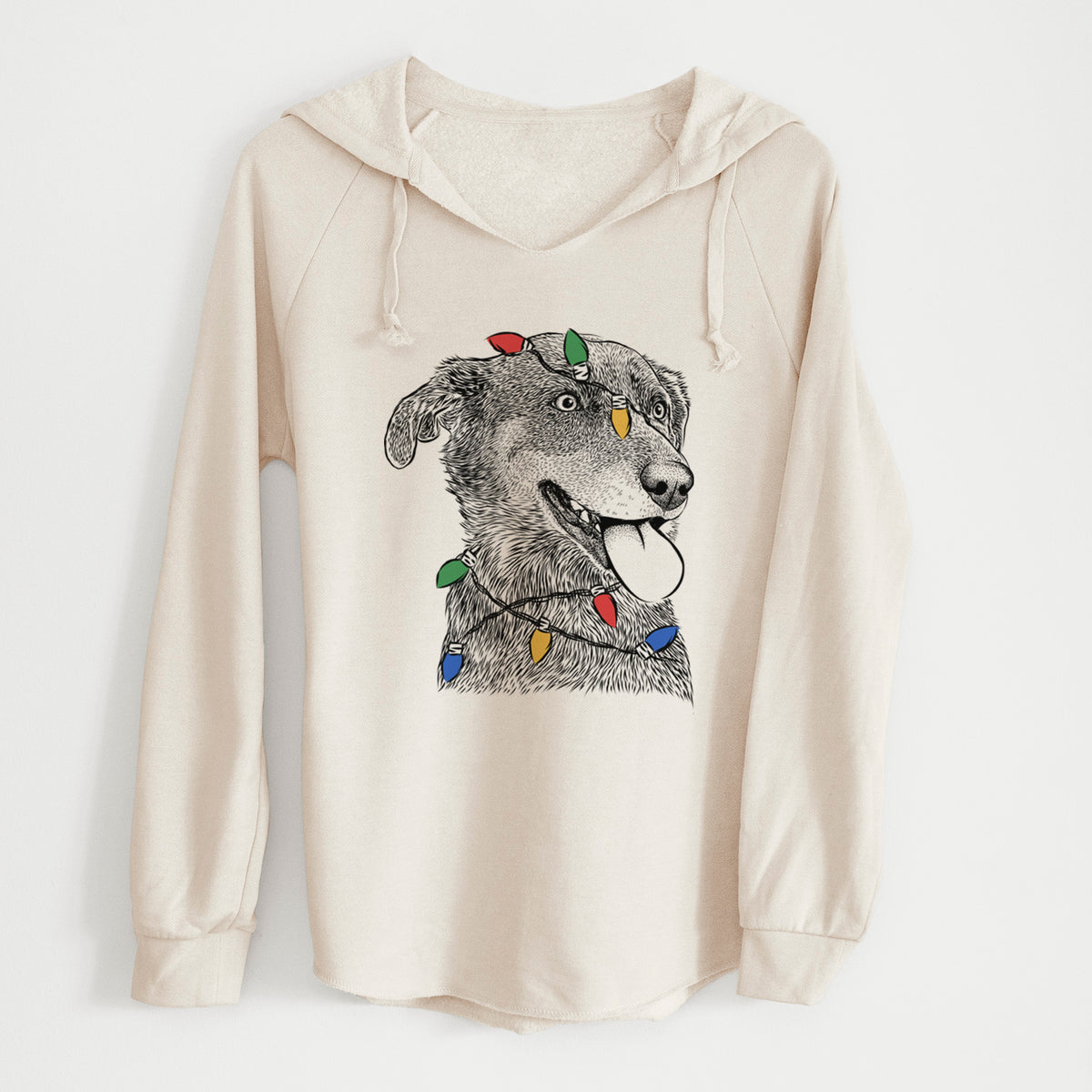 Christmas Lights Daisy the Australian Shepherd Mix - Cali Wave Hooded Sweatshirt