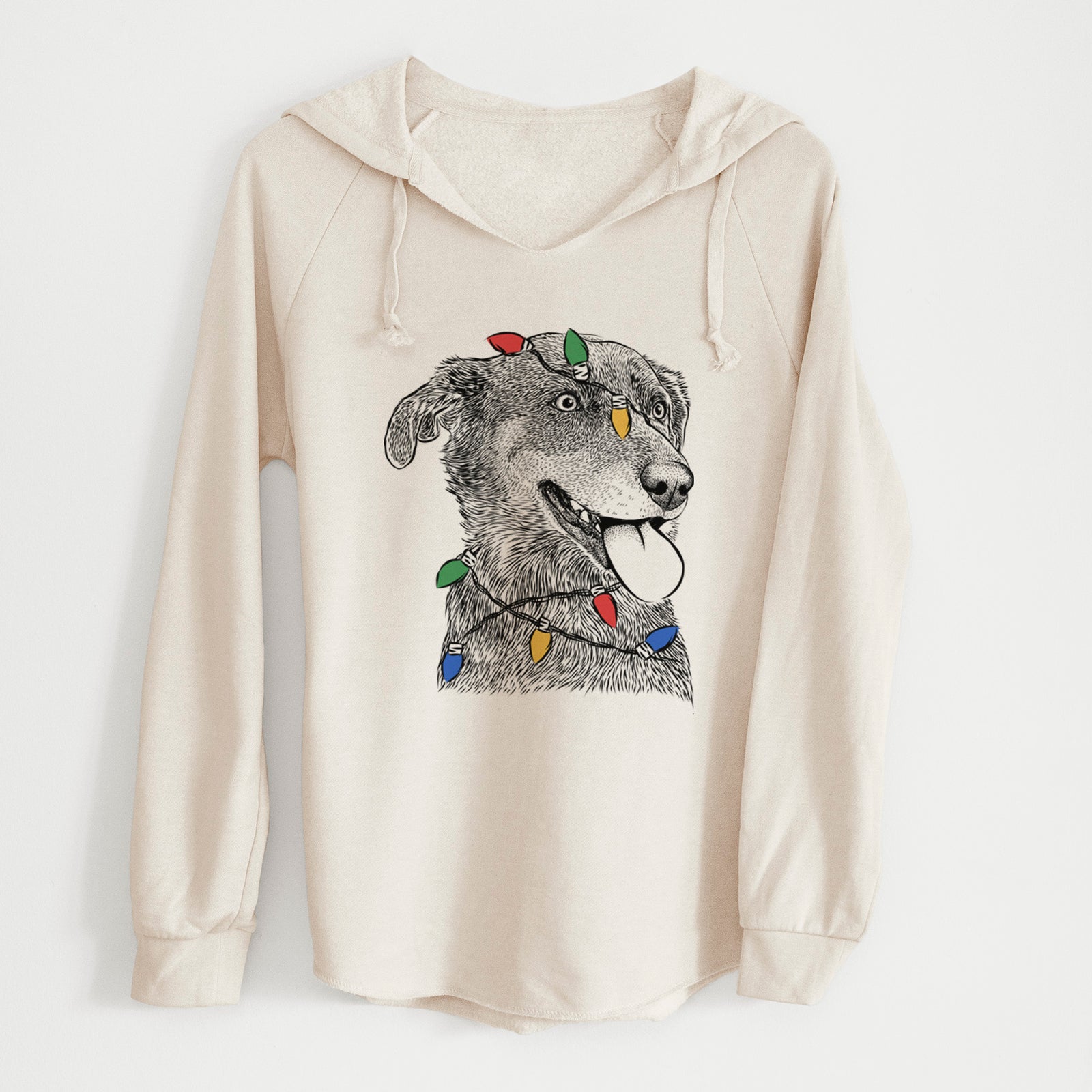 Christmas Lights Daisy the Australian Shepherd Mix - Cali Wave Hooded Sweatshirt