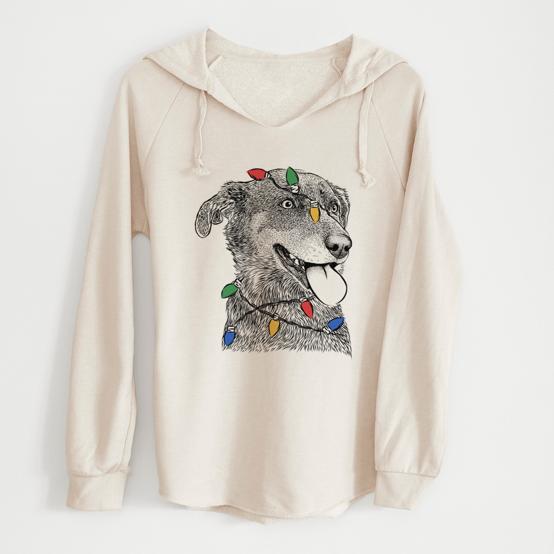 Christmas Lights Daisy the Australian Shepherd Mix - Cali Wave Hooded Sweatshirt