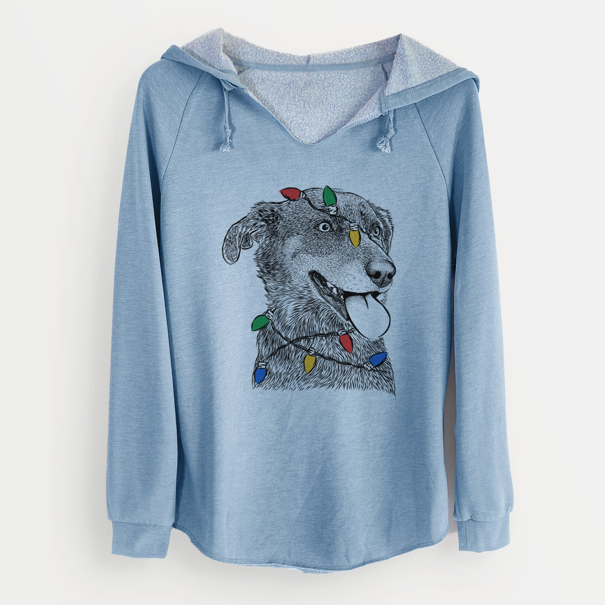 Christmas Lights Daisy the Australian Shepherd Mix - Cali Wave Hooded Sweatshirt
