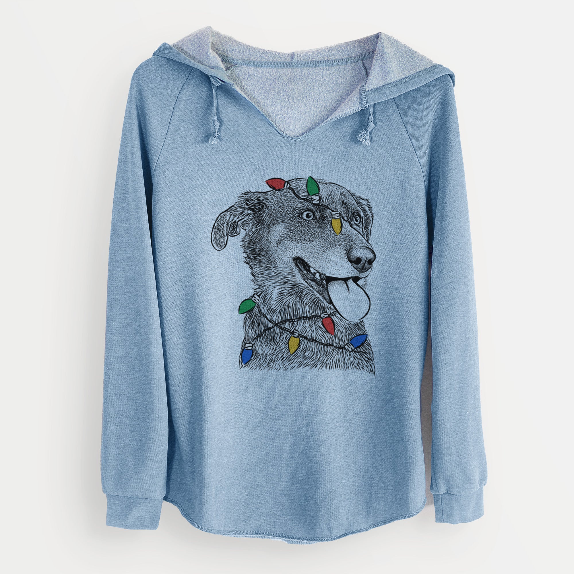 Christmas Lights Daisy the Australian Shepherd Mix - Cali Wave Hooded Sweatshirt