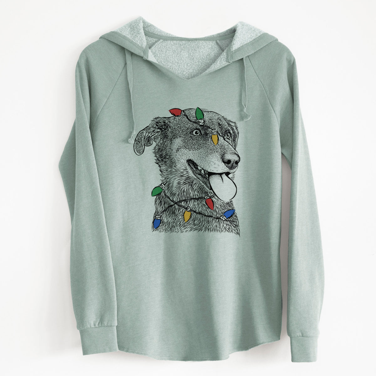 Christmas Lights Daisy the Australian Shepherd Mix - Cali Wave Hooded Sweatshirt