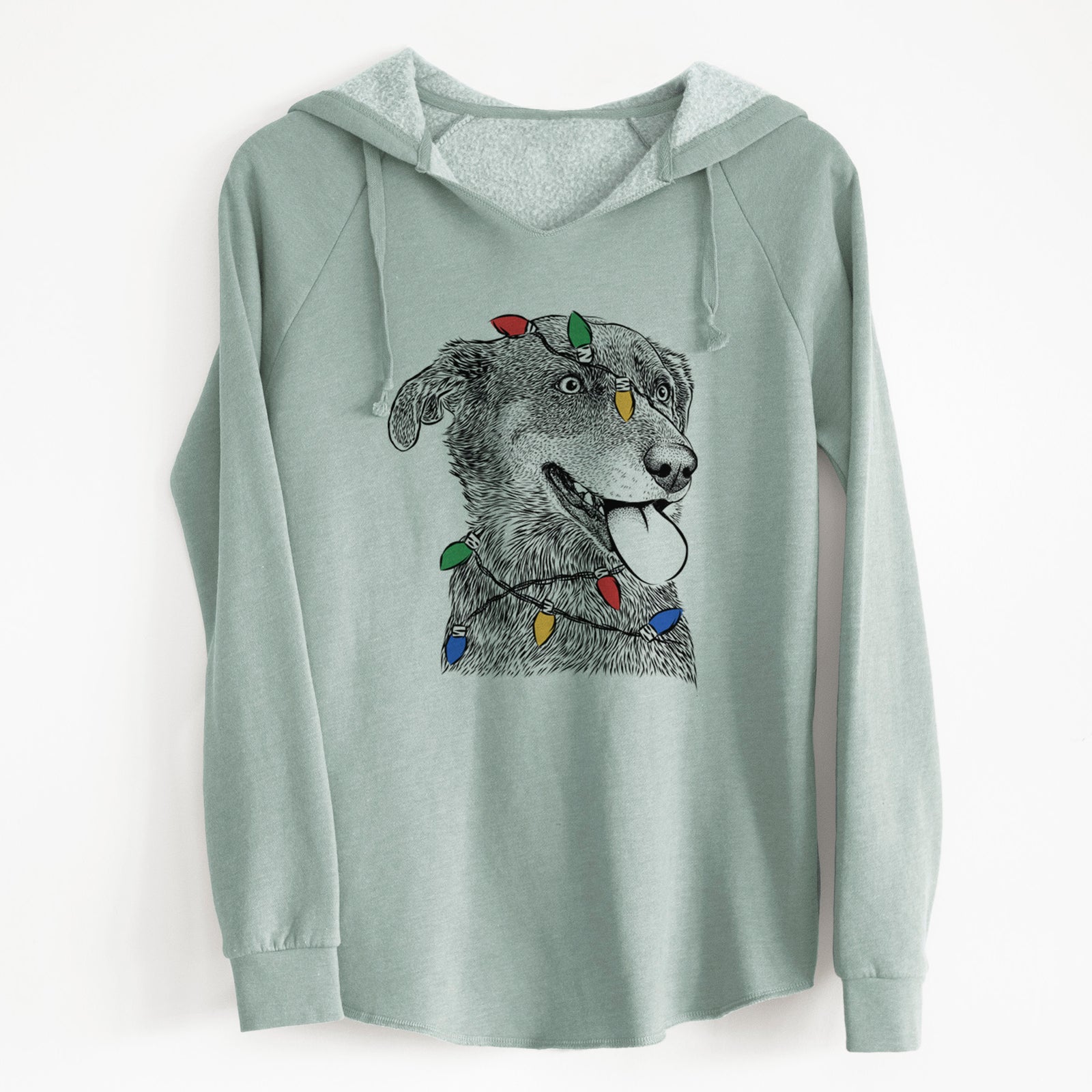 Christmas Lights Daisy the Australian Shepherd Mix - Cali Wave Hooded Sweatshirt