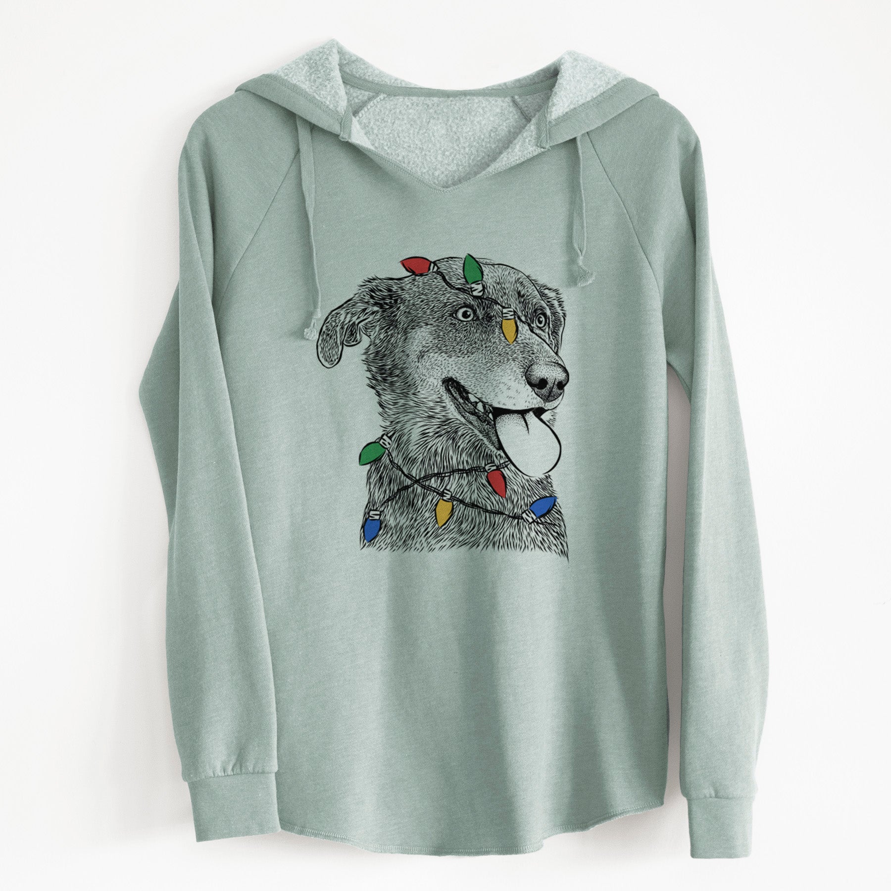 Christmas Lights Daisy the Australian Shepherd Mix - Cali Wave Hooded Sweatshirt